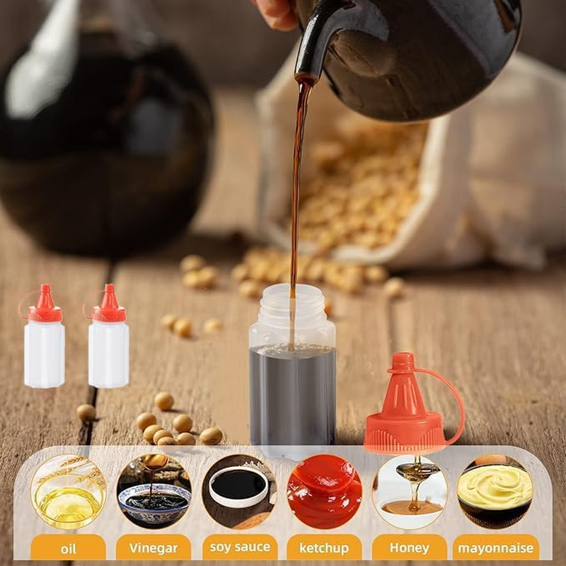 WEZCHUGHAOL Squeeze Bottles for Sauces and Condiments, 8 Pack, Mini Size, 4 Colours image number 3