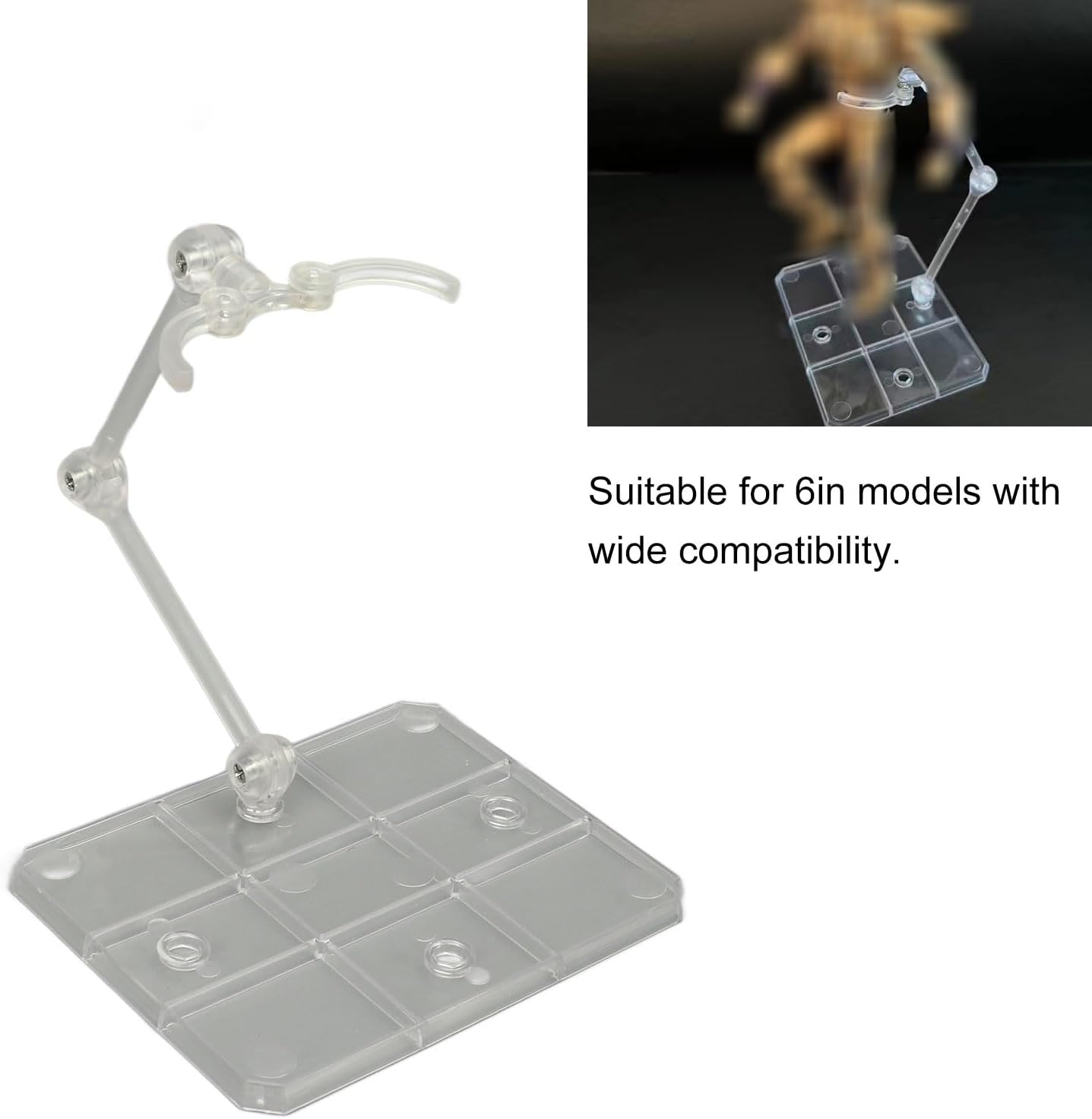 Anime Figure Stand, Acrylic Figure Display Stand, 10 Sets Wide Compatibility Transparent Stable Figure Support Holder for 6In Models image number 5
