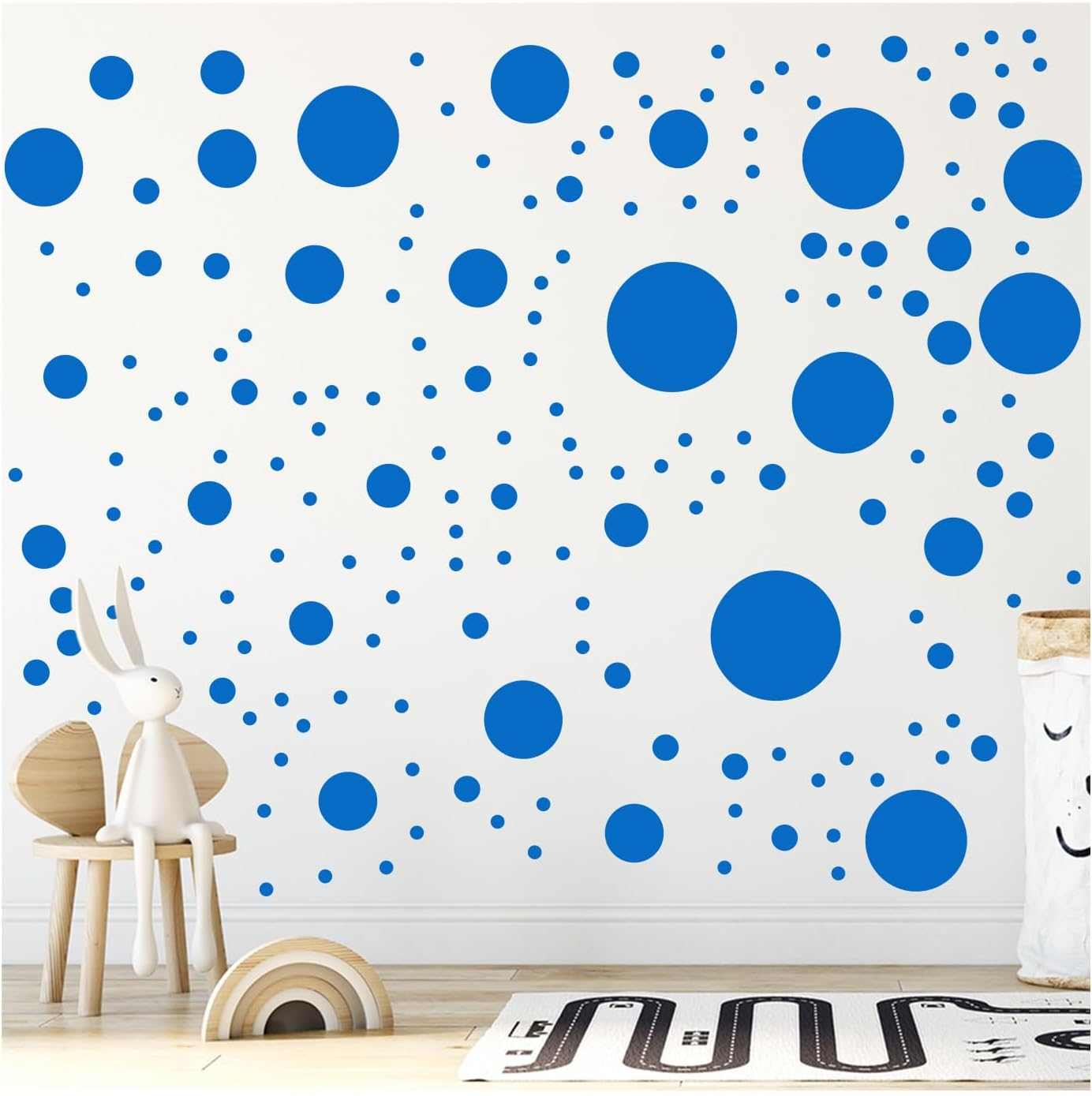 Stickerdeen 500+ Assorted Polka Dot Circle Wall Stickers for Kids Bedroom Living Room, Classroom, Playroom Decor Removable Vinyl Wall Stickers Dots Wall Decals (Grey)