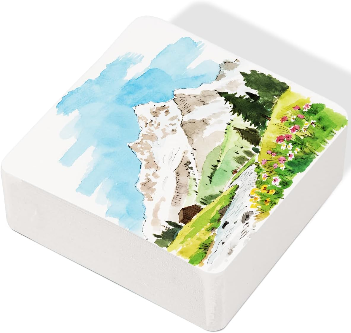 Lightwish 60 Sheets Mini Watercolor Sketchbook 2.6 X 2.6 Inch 300Gsm/140Lb, Travel Size Portable Tearable Square Painting Notebook, Square Watercolor Sketch Book Art Paper Sketchbook image number 4