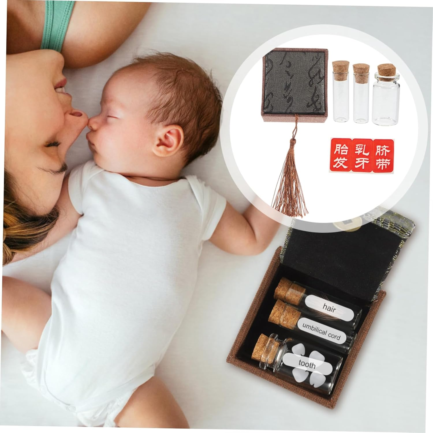 Baby Keepsake Holder Fetal Hair Box and Kids Teeth Keepsake Organizer Glass Set of 3 for Newborn Memory Collection Random Style image number 6
