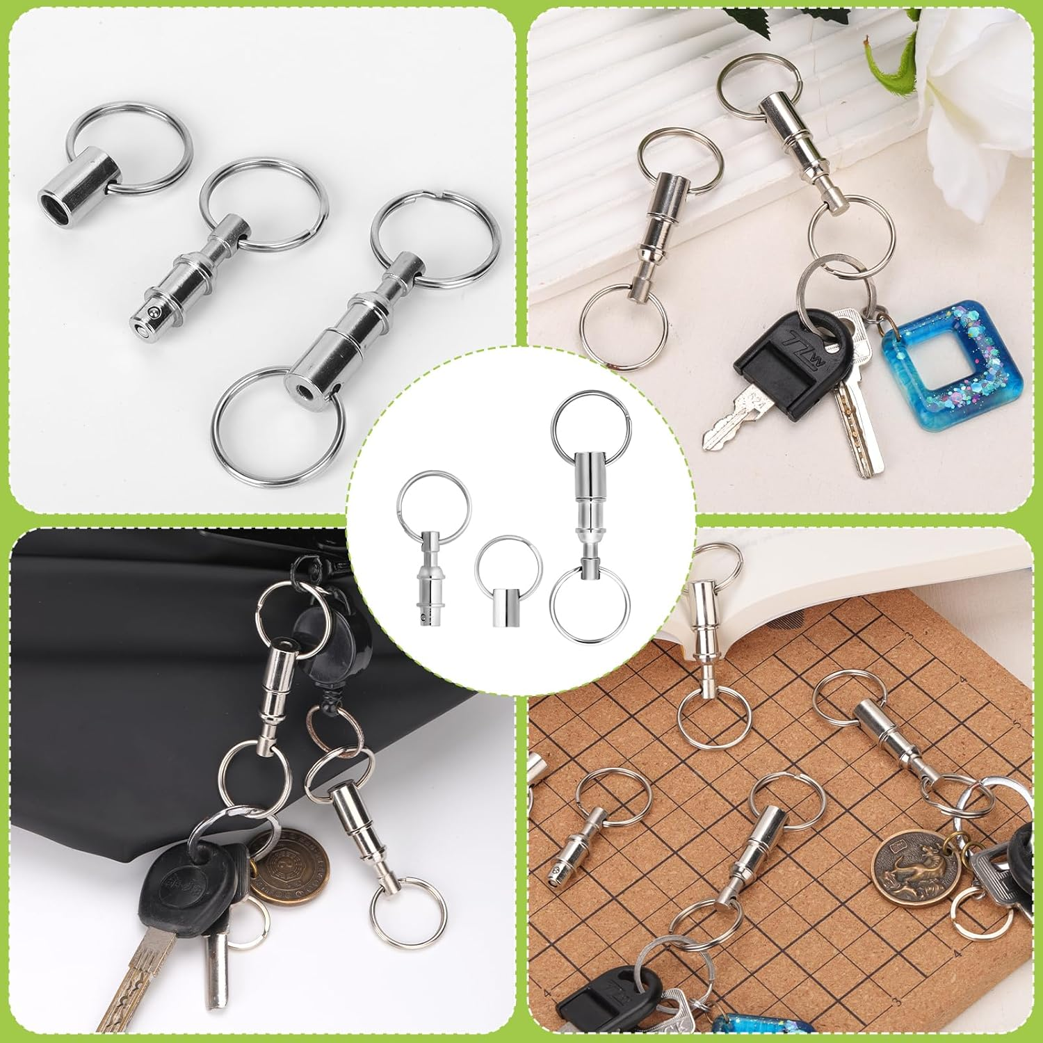 Quick Release Keychain, Detachable Dual Pull Apart Key Chain Quick Disconnect Keychain Snap Lock Holder Convenient image number 3