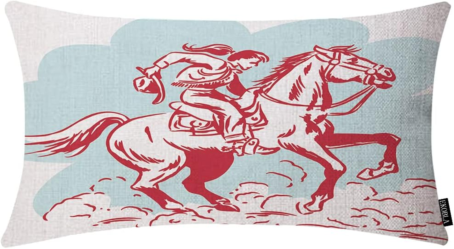 EKOBLA Buffalo Checked Pattern Decorative Lumbar Cushion Case Vintage Plaid Gingham Tartan Pastel Waist Rectangle Throw Pillow Case Cotton Linen for Men Women Sofa Home Decoration 12X20 Inches image number 5