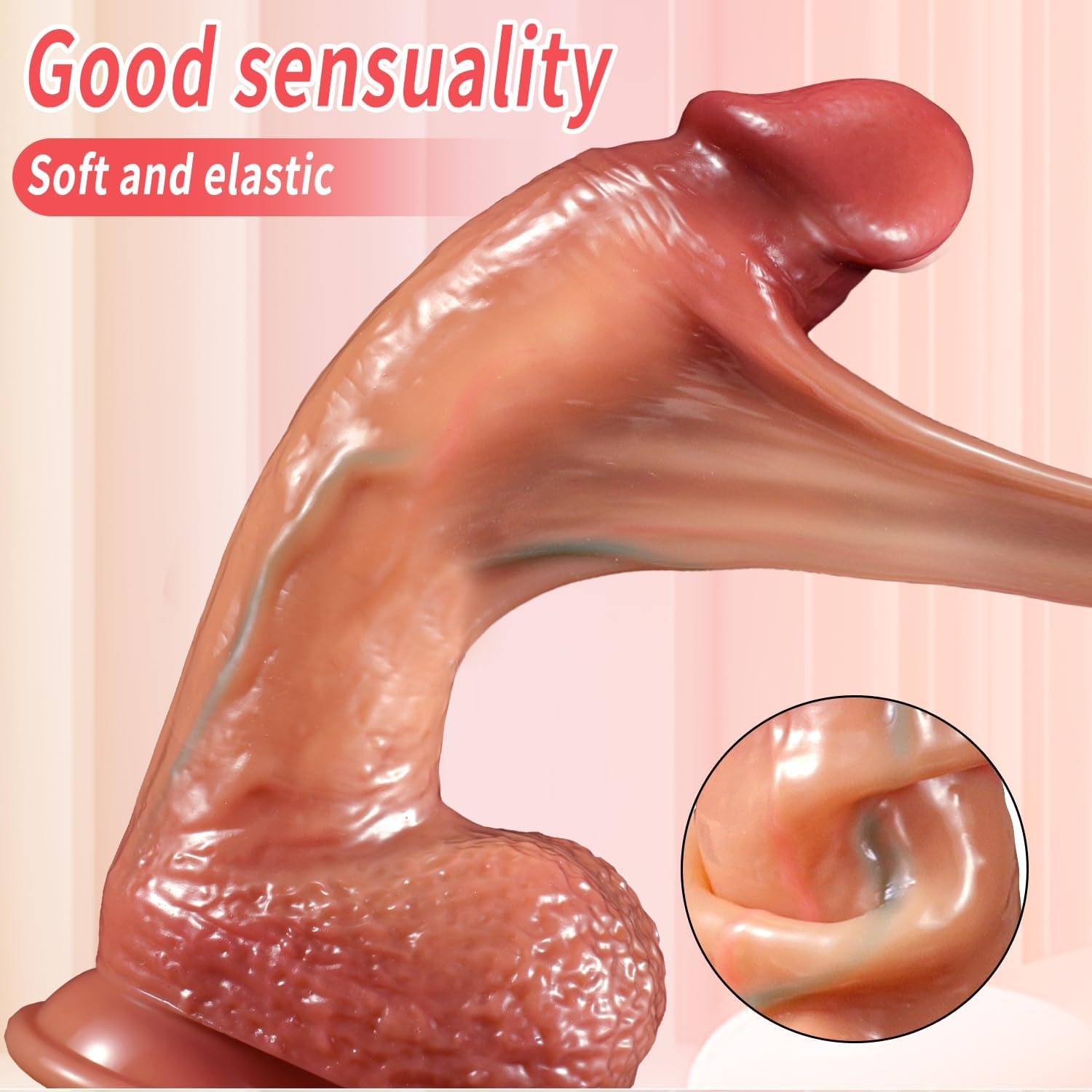 Movable Foreskin Dildos,8.46 Inch Huge Thick Dildo Sex Toys for Women, Double Silicone Dildo with Powerful Suction Cup,Adult Sex Toys image number 4