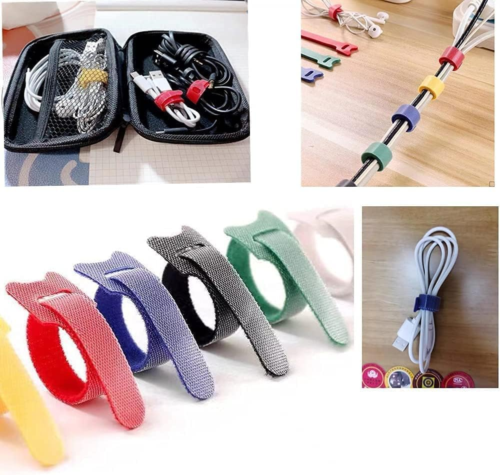 Quhoxdye 120 PCS Reusable Cable Ties with Hook and Loop, Multi-Purpose Adjustable 8 Inch Cable Management Wire Ties Cable Straps for Organizing Home, Office and Data Centers (Multicolored) image number 1