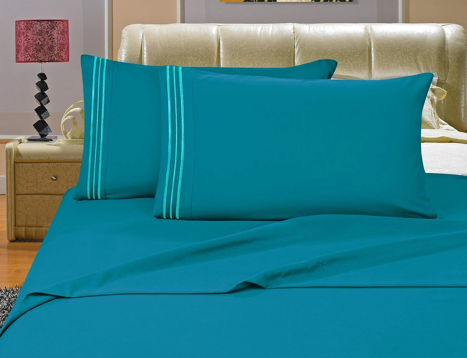 Elegant Comfort 1500 Thread Count Egyptian Quality 4-Piece Bed Sheet Sets with Deep Pockets, Queen, Turqouise