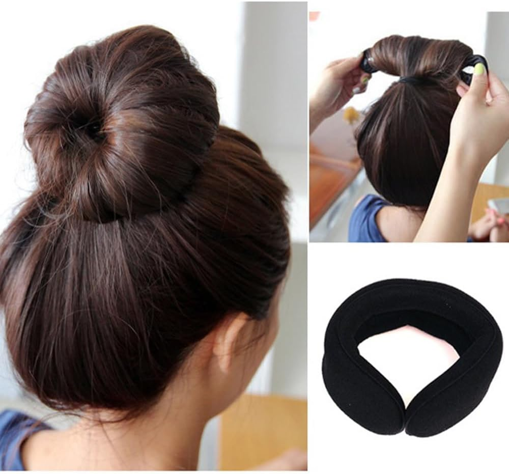 Visxcnu Pack of 4 Magic Hair Buns, 2 Large and 2 Small, Hair Bun Maker, Upgraded Hair Holder, Sponge Clips, Hair Styling Doughnut Bun Hair Twist Curler Donut Tools image number 3