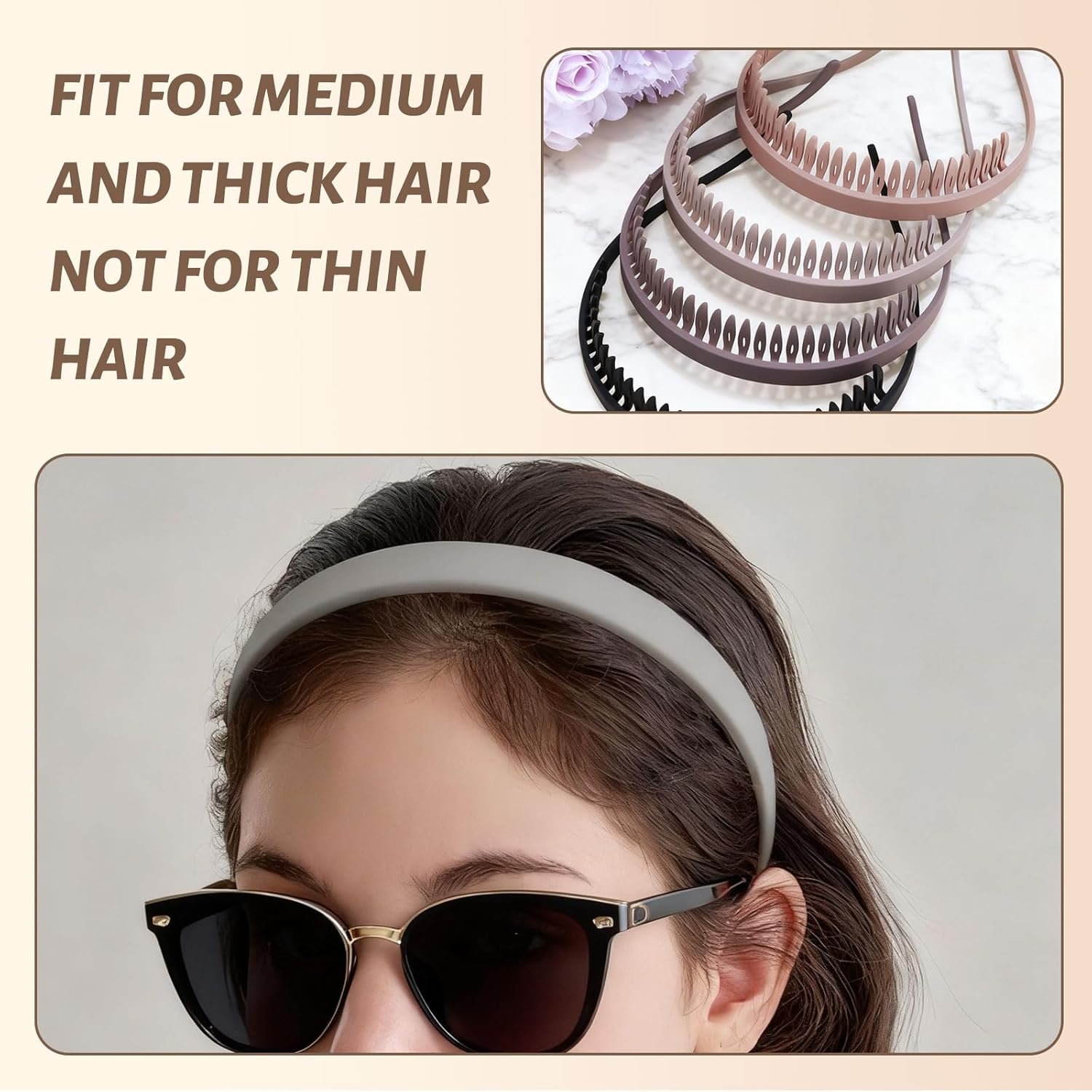 Celblisora 4 Pack Frosted Non-Slip Headbands for Women, for Glasses Wearers,No Pressure,No Headaches,Zigzag Sunglasses Hairband Made of Plastic with Teeth,Hair Accessories image number 5