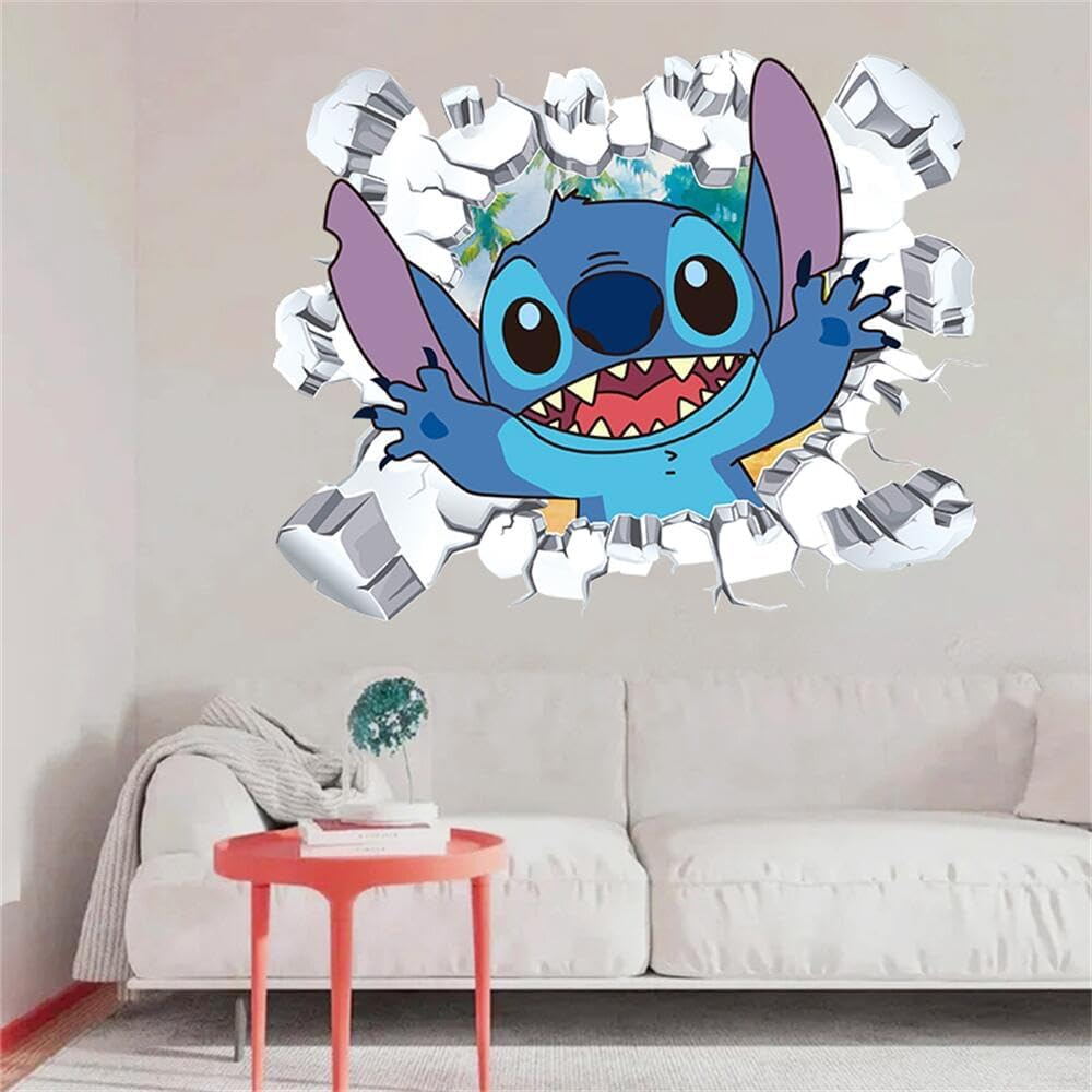 Lilo and Stitch Wall Decals - Kids Cartoon Wall Art for Bedroom Decor - DIY Removable Stickers for Themed Room (23.7X17.8 Inch) image number 6