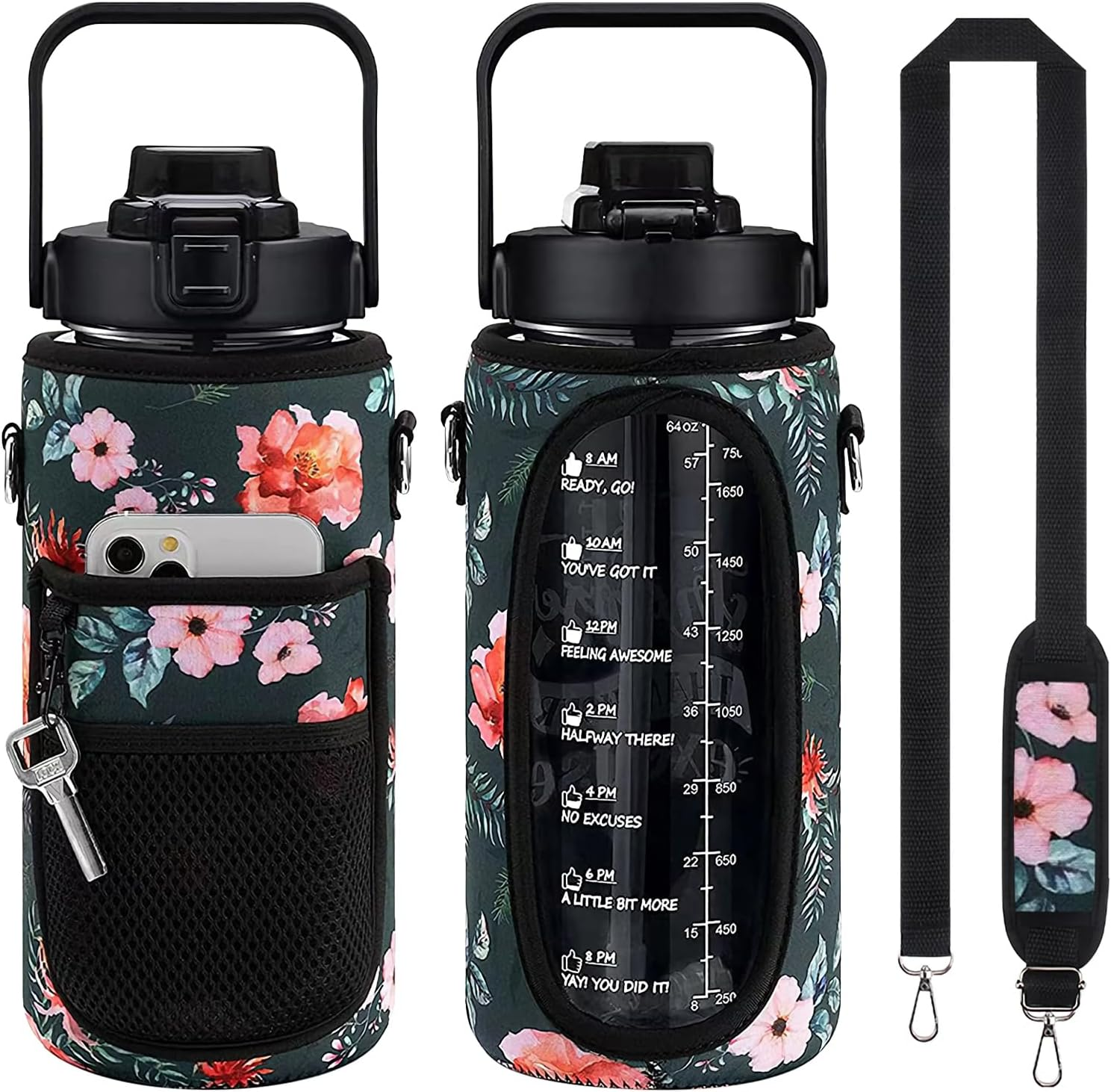 Water Bottle Holder with Adjustable Shoulder Strap & Pocket- Lightweight Water Bottle Sling Bag for 64Oz Sports Water Bottle Cover Protective Cover (F) - C image number 7