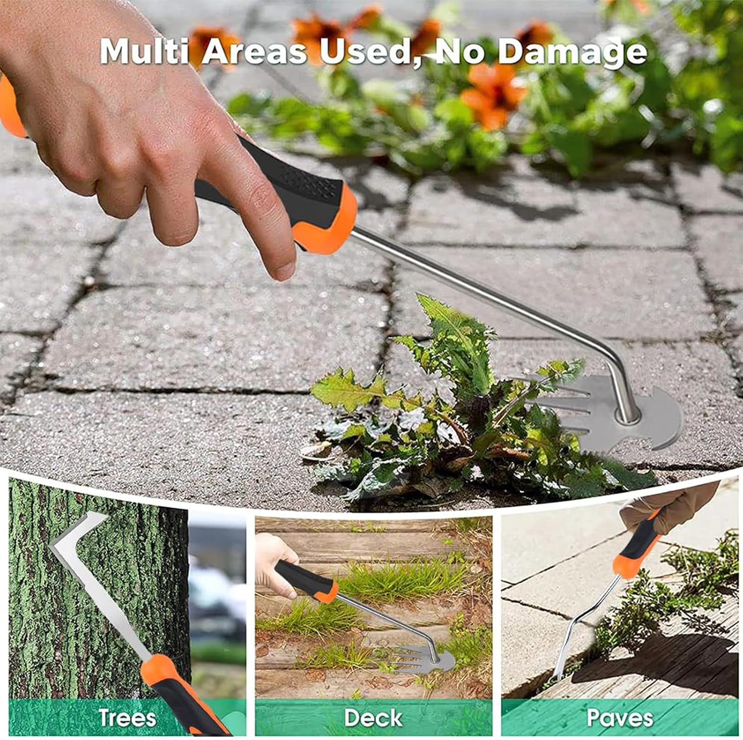 3 Pack Weed Puller Tool, Weeding Tool,Portable Garden Weeder Tool, Suitable for Removing Moss from Garden Lawns and Courtyards, Lawn Edgers, and Driveway/Sidewalk Tools image number 3