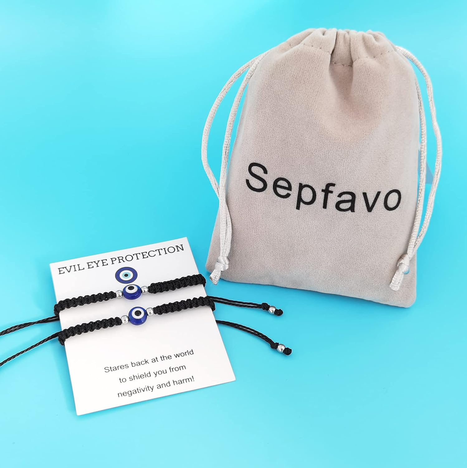 2 Pcs Evil Eye Bracelets for Women, Protection Bracelet for Men Kids, Negative Energy Evil Eye Jewelry Nazar Bracelet, Red String Bracelet for Protection image number 1