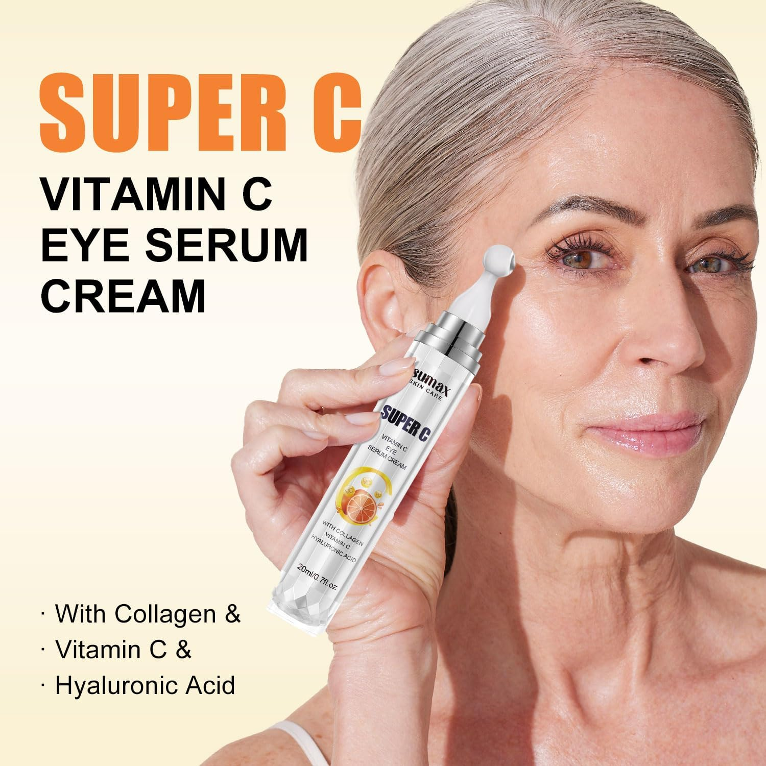 Vitamin C Eye Cream with Roller Ball - 20Ml Dark Circle Treatment, Brightening & Anti-Aging Eye Serum, Reduces Puffiness and Fine Lines, Hydrating under Eye Care image number 4