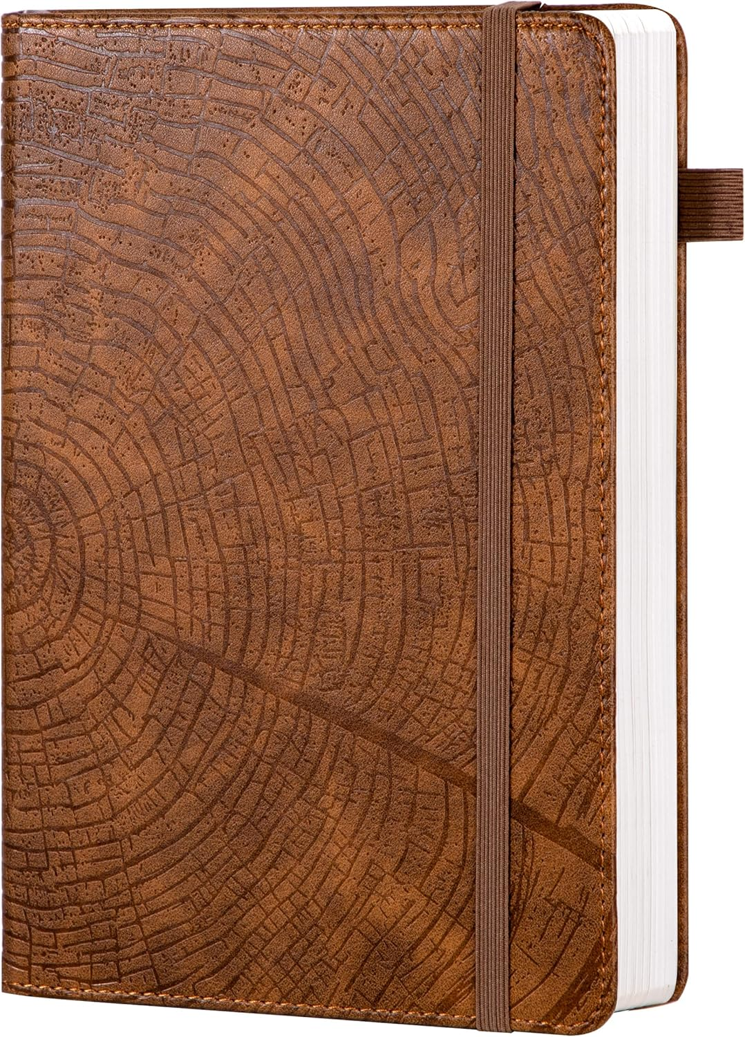 CAGIE Lined Journal for Writing, A5 Tree Growth Ring Leather Bound Journal Notebook, 256 Pages 100 GSM Journals for Men Women, Hardcover Journaling Notebooks for Work, Note Taking