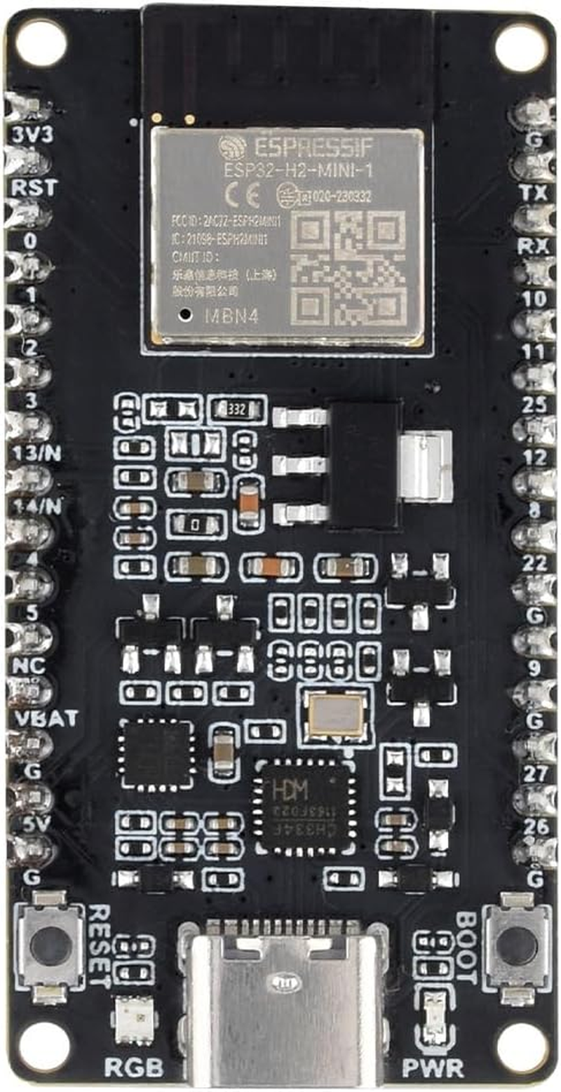 Waveshare ESP32-H2 Microcontroller, 96Mhz Processor, ESP32-H2-MINI-1-N4 Module, Built in 4MB Flash, Supports Ble/Zigbee/Thread Communication with Pre-Soldered Header