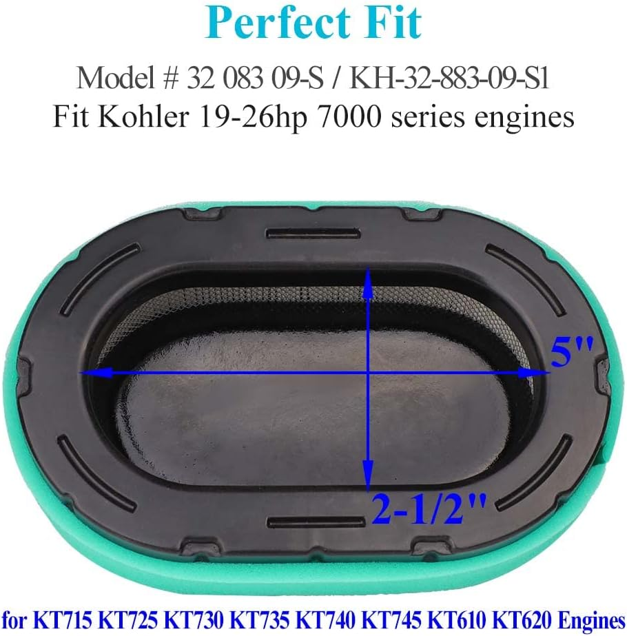 KH-32-883-09-S1 Air Filter Fit Kohler KT745 KT740 KT735 KT730 KT725 KT715 Engine Cub Cadet XT1 XT2 Lawn Mower, Premium 32 083 09-S Air Filter image number 4