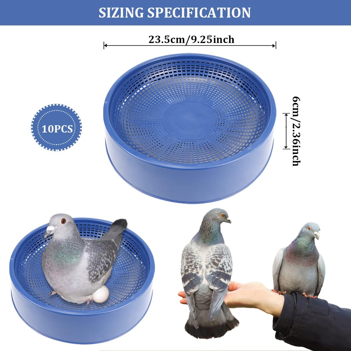 10 Pcs Plastic Pigeon Nest Bird Nest Bowls Pigeon Nest Bowl Breeding Hatching Nest for Pigeons Quails Breeding Hatching (Blue) image number 3