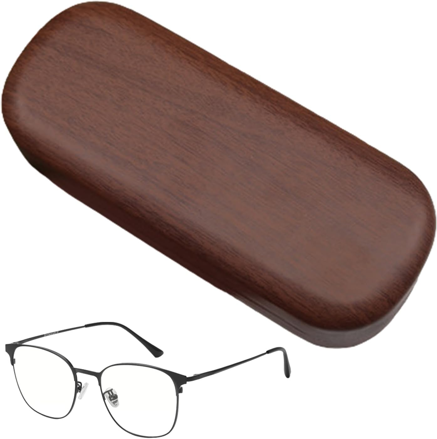 Vintage Wood Glasses Case &ndash; Hard Shell Eyewear Storage Box | Fashionable Handcrafted Wood Grain Eyeglass Case for Men Women, Protective Holder for Spectacles, Sunglasses, Office Desk, Gift Use