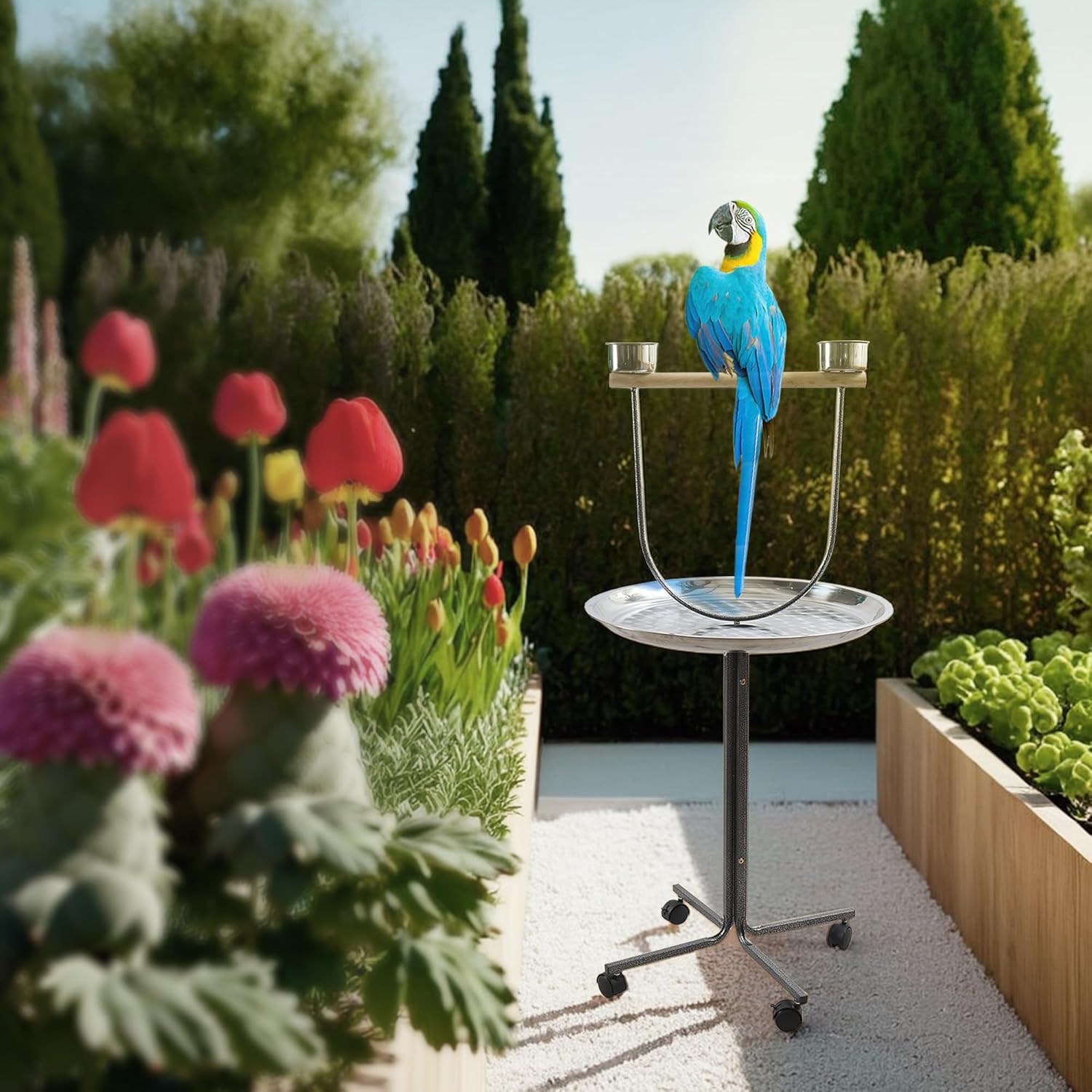 PETBRO Petbro Parrot Perch Play Stand Bird Activity Rolling Wheel Rest Wrought Iron image number 6