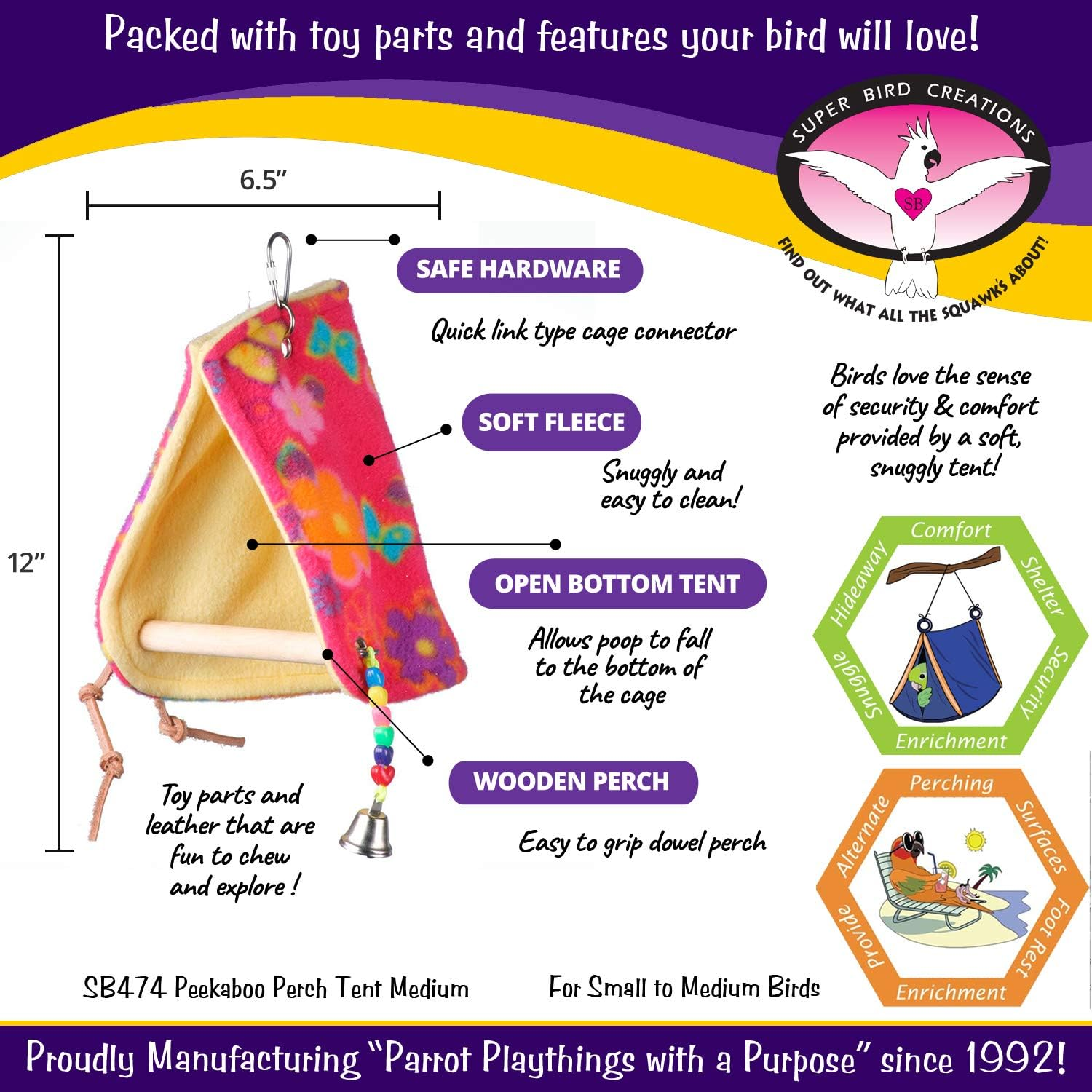 Super Bird Creations Perch Bird Tent, Medium