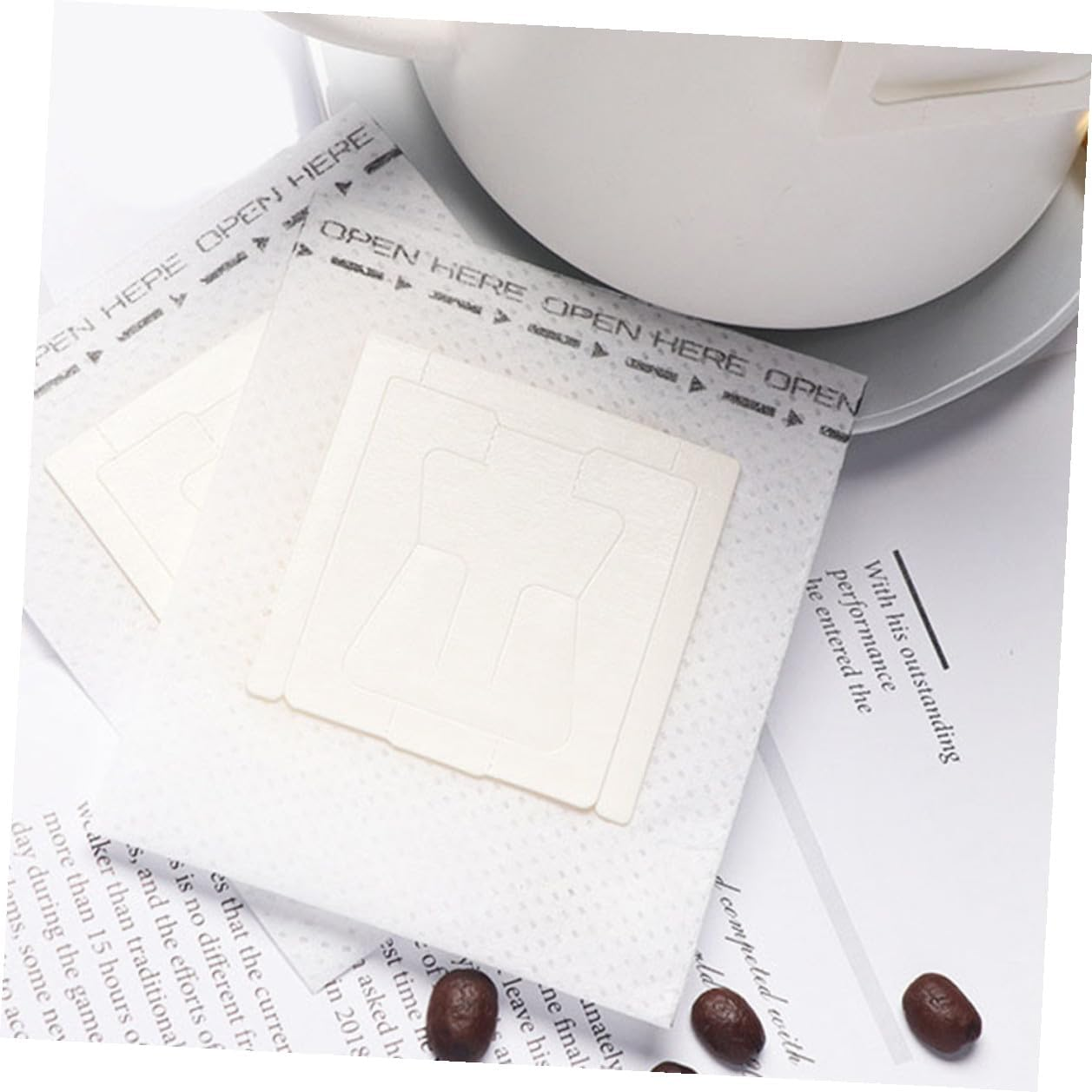 INOOMP 50Pcs Portable Hanging Ear Coffee Filter Bags Single Serve Drip Coffee Filters for Home Travel Office Fine Filtration Thickened Material Easy Brewing for Tea image number 5
