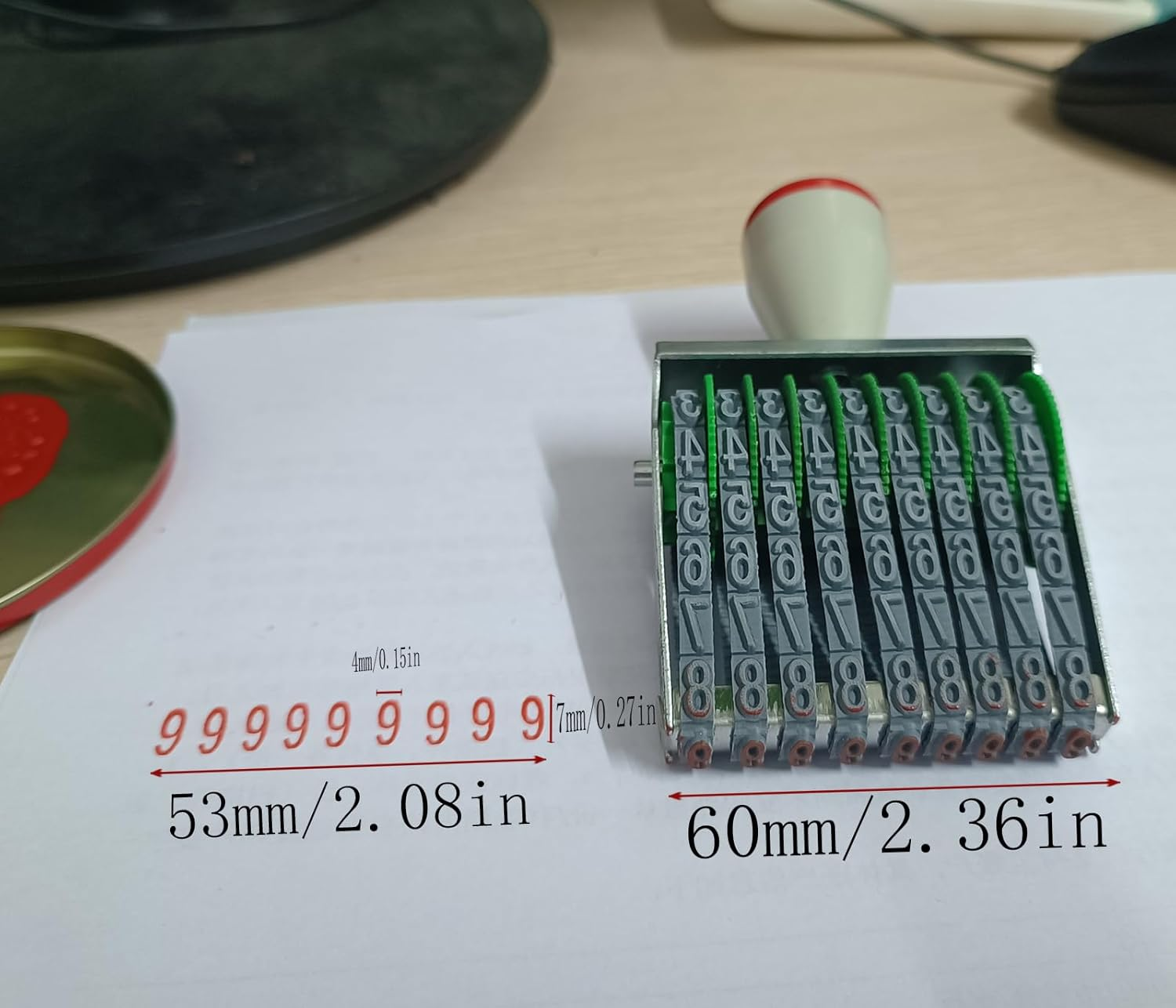 Zeng 9 Digit Adjustable Number Stamp, with Number 0-9 and Symbols, Rubber Rolling Office Business Stamp, Supermarket & School Supplies, Multicolor image number 4