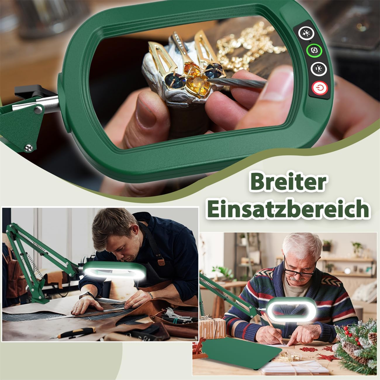 Veemagni 10 X Rectangle Magnifying Glass with Light and Stand, 5 Colour Modes Continuously Dimmable, 2-In-1 LED Illuminated Desk Lamp & Clamp, Hands-Free Reading Magnifier for Reading, Craft, Repair image number 3