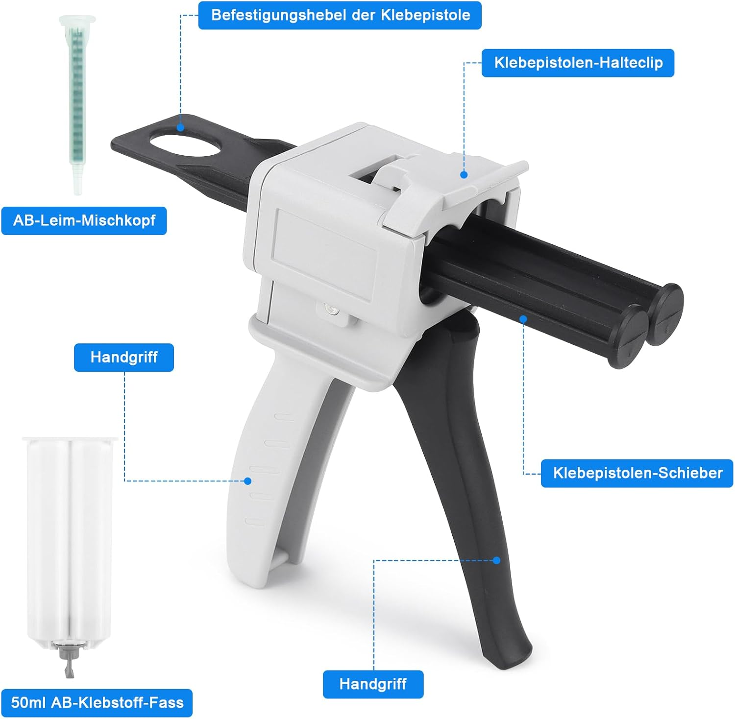 50 Ml AB Epoxy Glue Gun Handle Glue Mixed Dosing Gun for Mixing (2 Components 1:1 50 Ml) image number 2