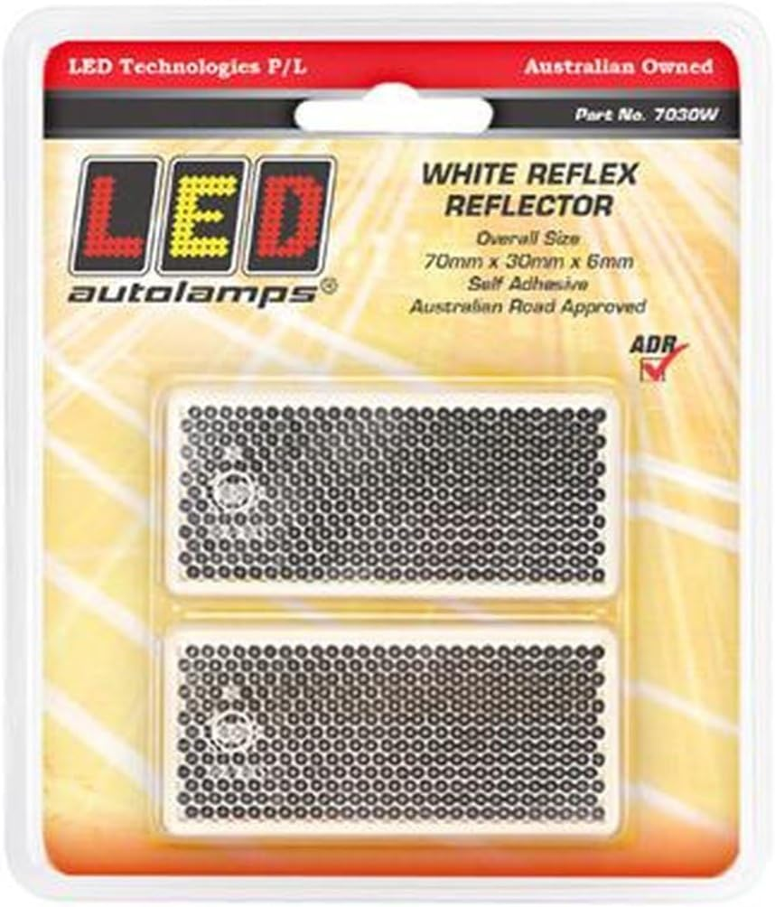 LED Autolamps 7030 Series Self-Adhesive Reflector in Twin Blister Pack, 70 Mm X 30 Mm X 6 Mm Size, White image number 2