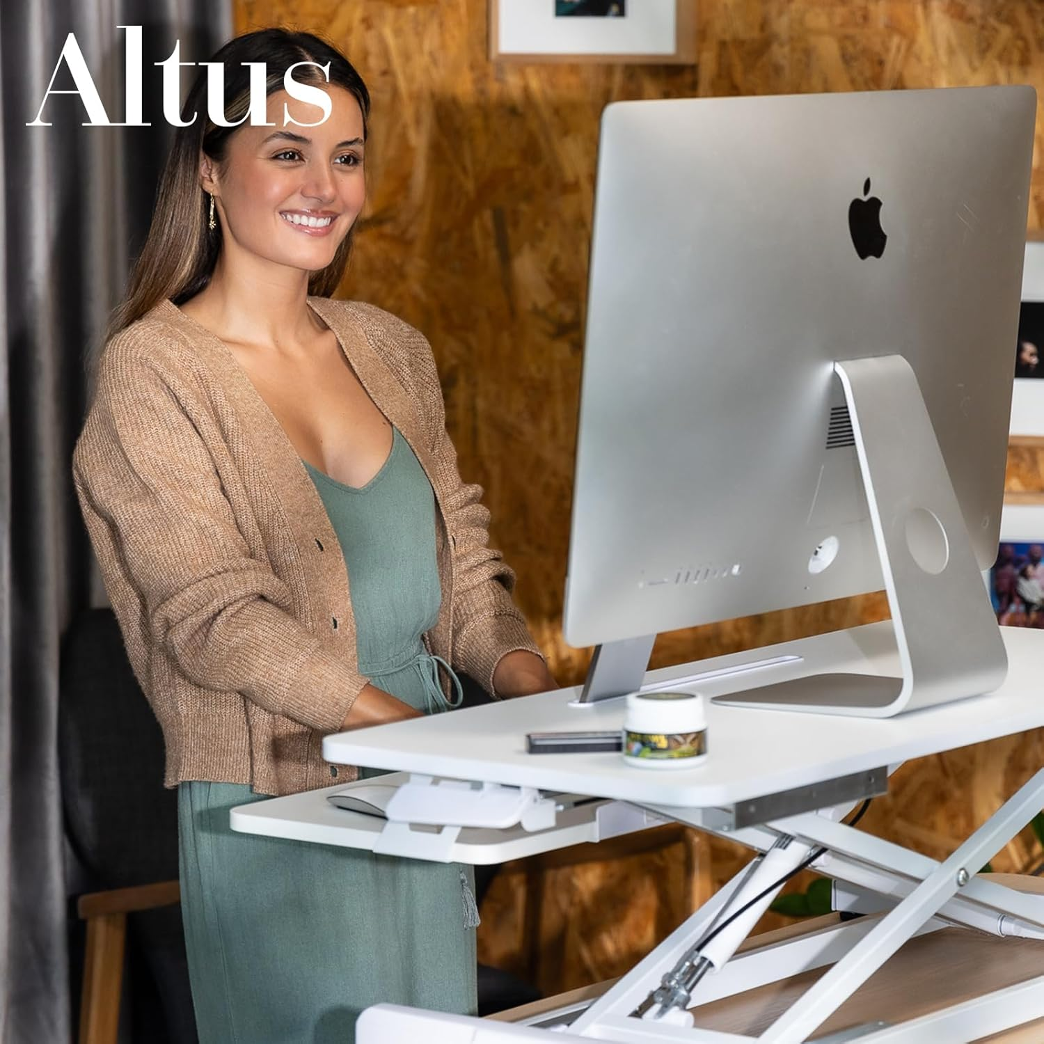 Altus Stand-Up Desk Converter 880Mm Sit-To-Stand Tabletop Riser Workstation White image number 4