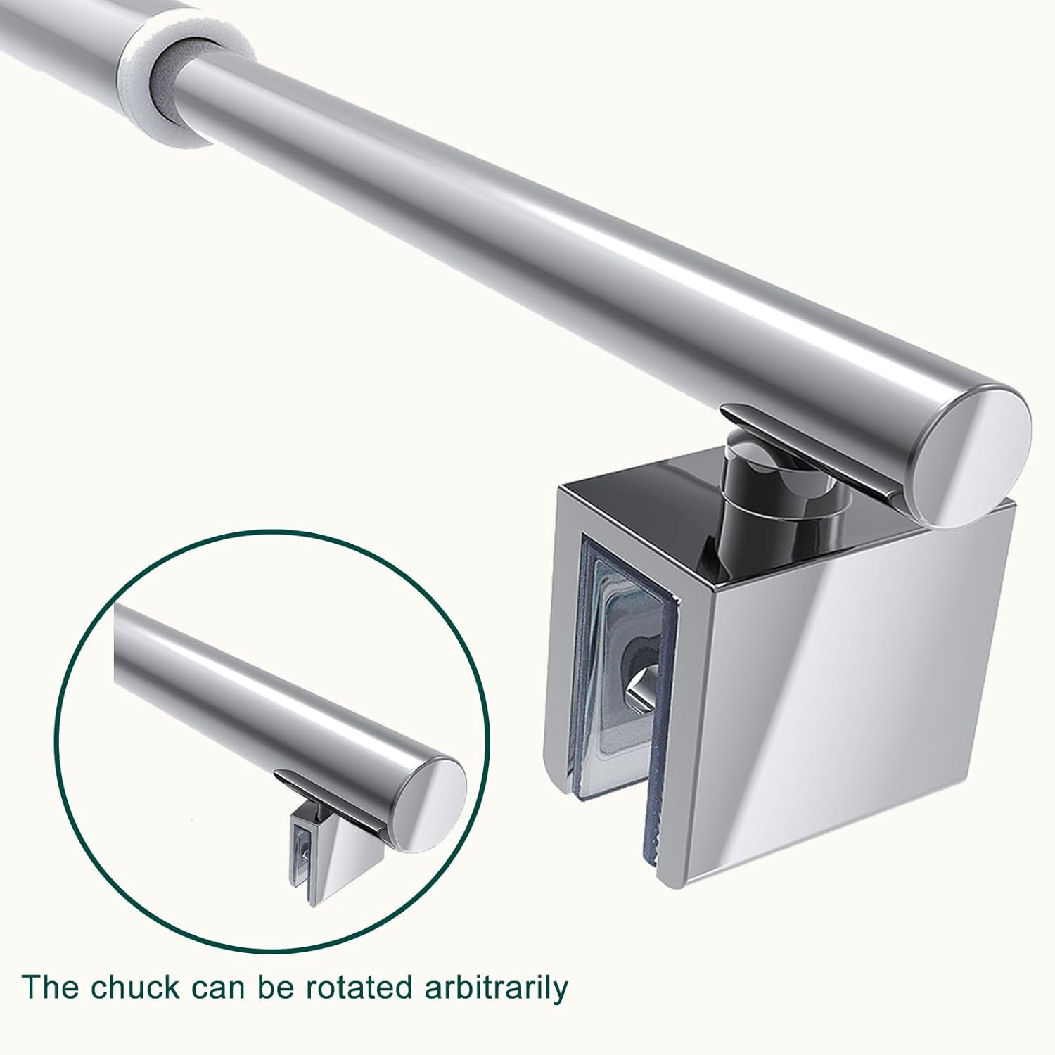 SVNR Adjustable Stainless Steel Telescopic Shower Screen Support Bar, 700Mm-1200Mm, 8-10Mm Glass Thickness (Silver Circular) image number 5