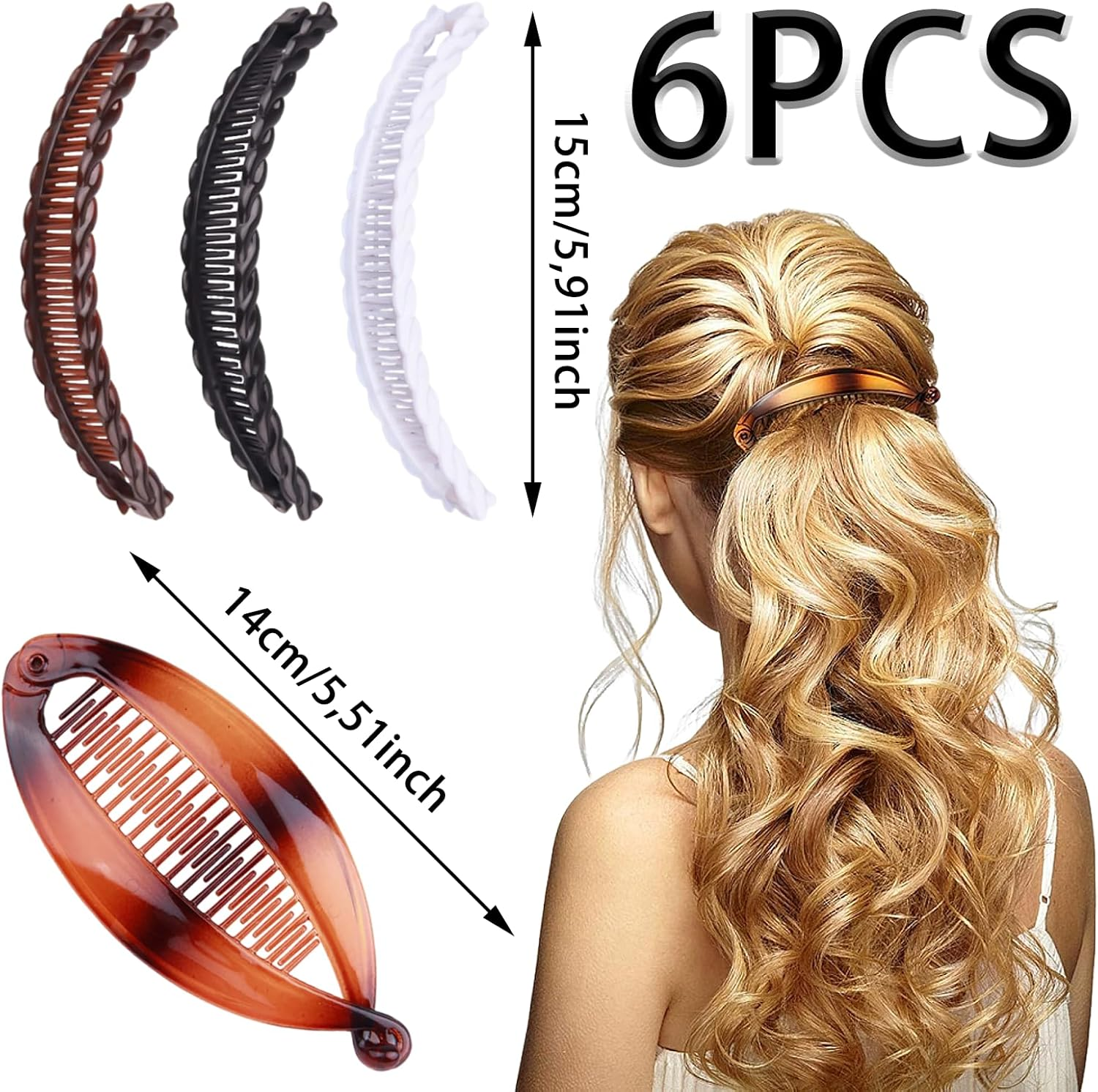 Whaleo Set of 6 Banana Clip Hair Clips Banana Clip Thick Hair Banana Hair Clip Hair Banana Hair Clips Women'S Hair Clip Flat Banana Hair Clip for Women and Girls image number 1