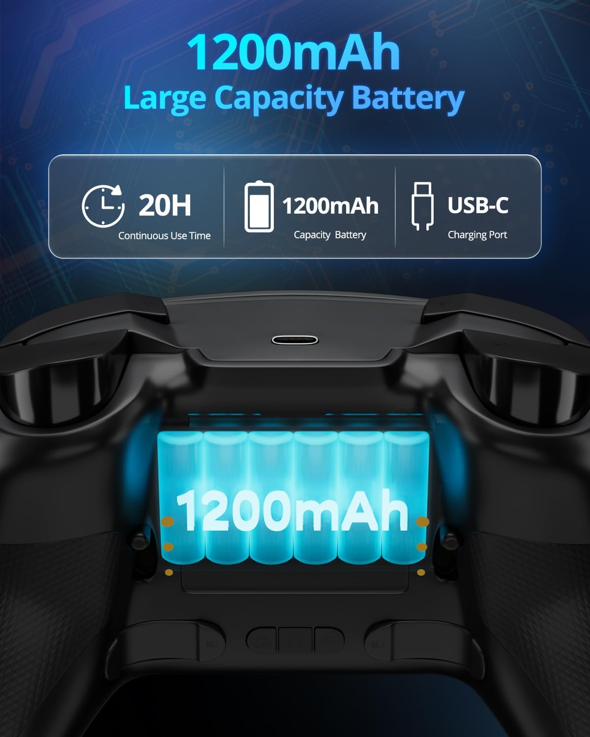 Kujian 2.4G Wireless Controller for Pc/Window/Switch/Oled/Lite/Android Compatible - Hall Effect Joysticks, Adjustable Hall Triggers, 1200Mah Long Battery Life, RGB Lights and Turbo (Black) image number 4