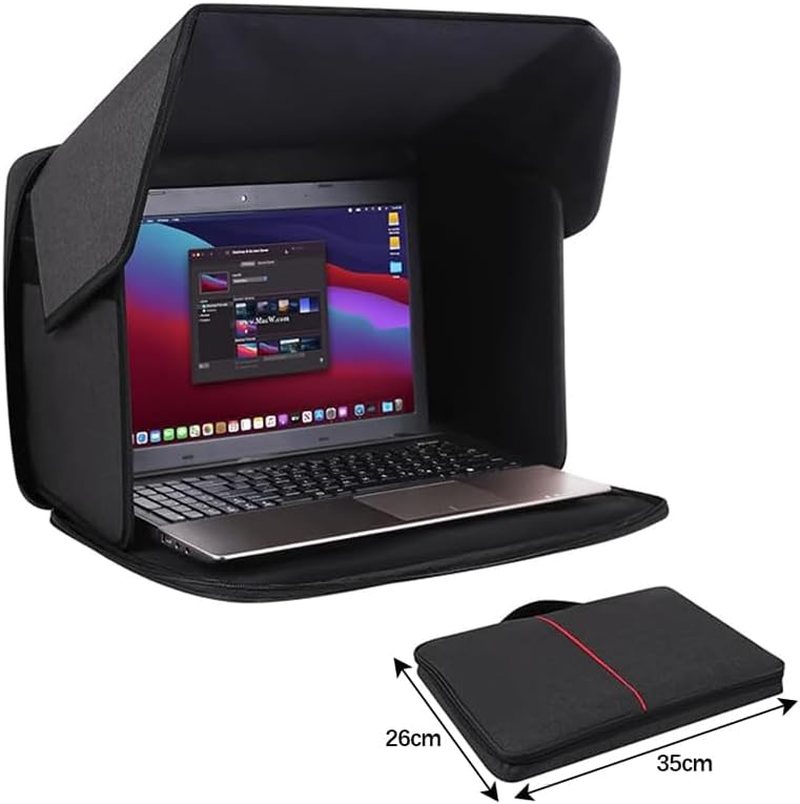 35&times;26 Cm Laptop Sun Shade,Shade,Lightweight Laptop Sun Glare Shield Privacy Cover for Working Outside,Computer Privacy Hood Foldable and Portable Shield Cover Computer Hood outside Glare image number 3