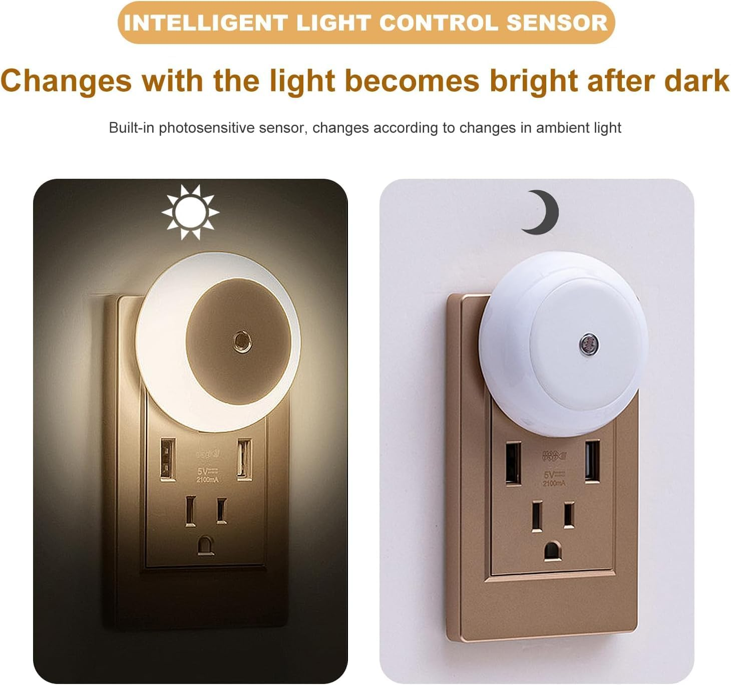 GIOD LED Night Light, 6-Pack Plug in Indoor Intelligent Control Sensor Light, Plug-In Children'S Wall, Suitable for Bedrooms, Kitchens, Bathrooms, and Stairs, Dusk to Dawn Sensor image number 5