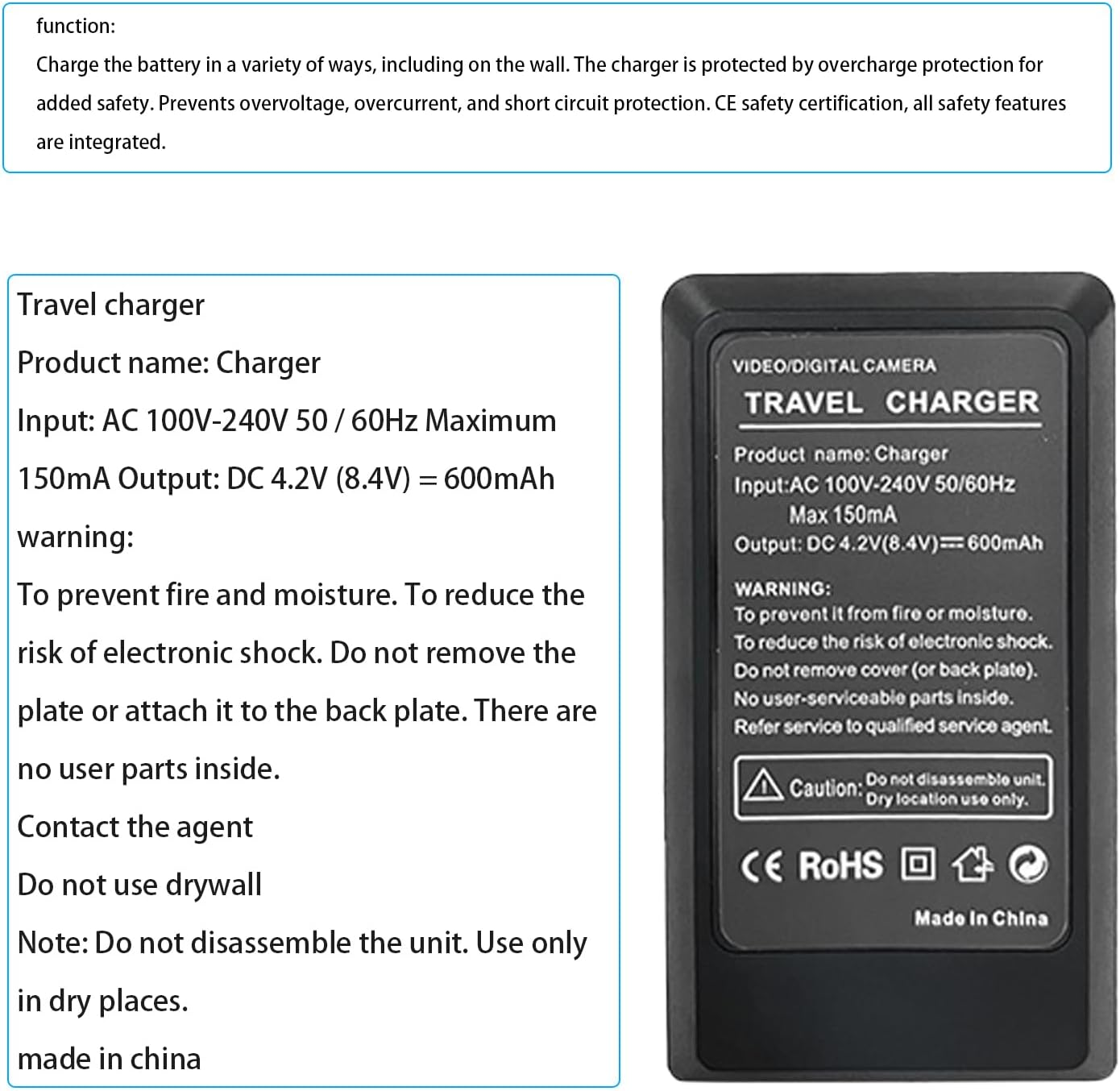 KWTOUL Np-Bx1Battery Charger Compatible with Sony Cyber-Shot DSC-HX300, DSC-HX50, DSC-HX50V/B,DSC-HX60V, DSC-HX90, DSC-HX90V, DSC-RX1, DSC-WX350, DSC-RX100, DSC-RX100 V(With Charging Cable) image number 4