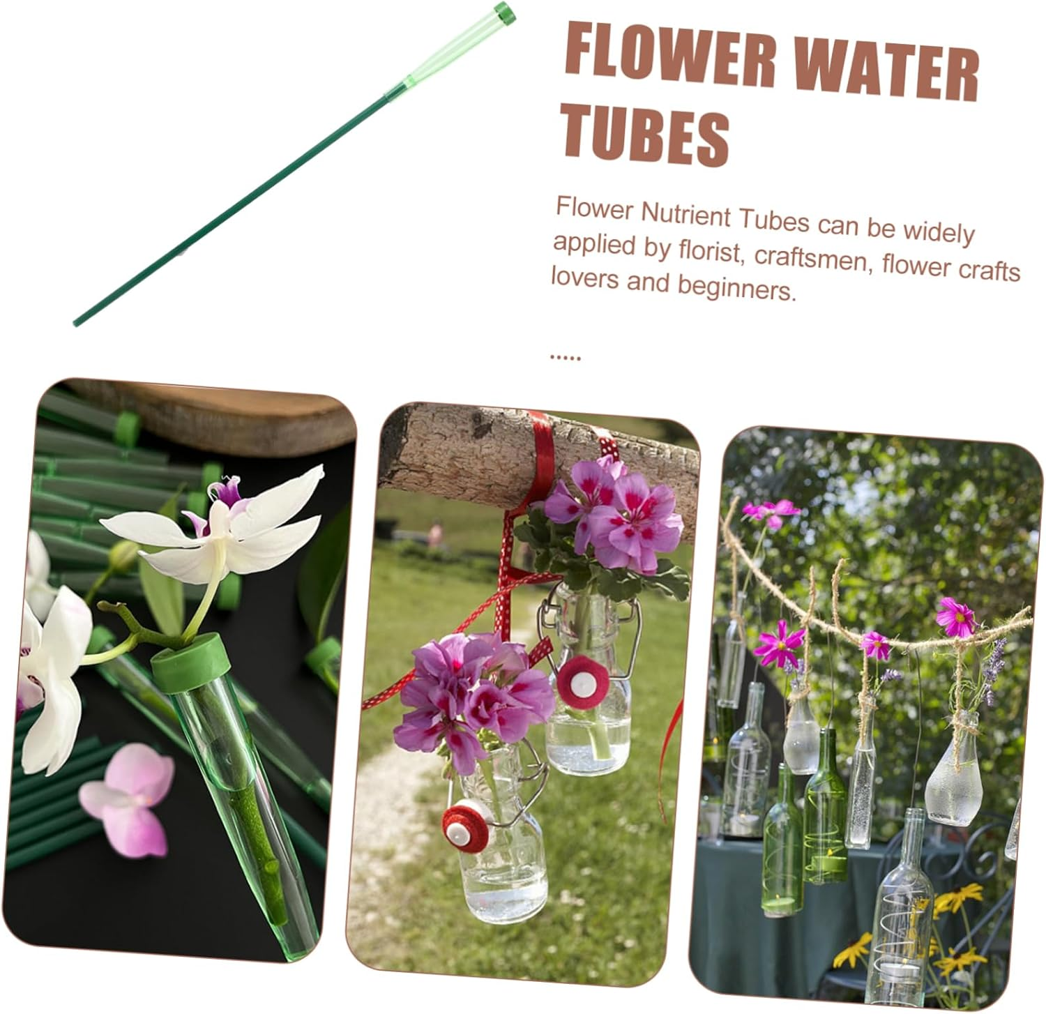 5Sets Flower Water Tubes for Fresh Flowers Culture Tubes Floral Water Vials Plastic Vials Arrangement Tools image number 5
