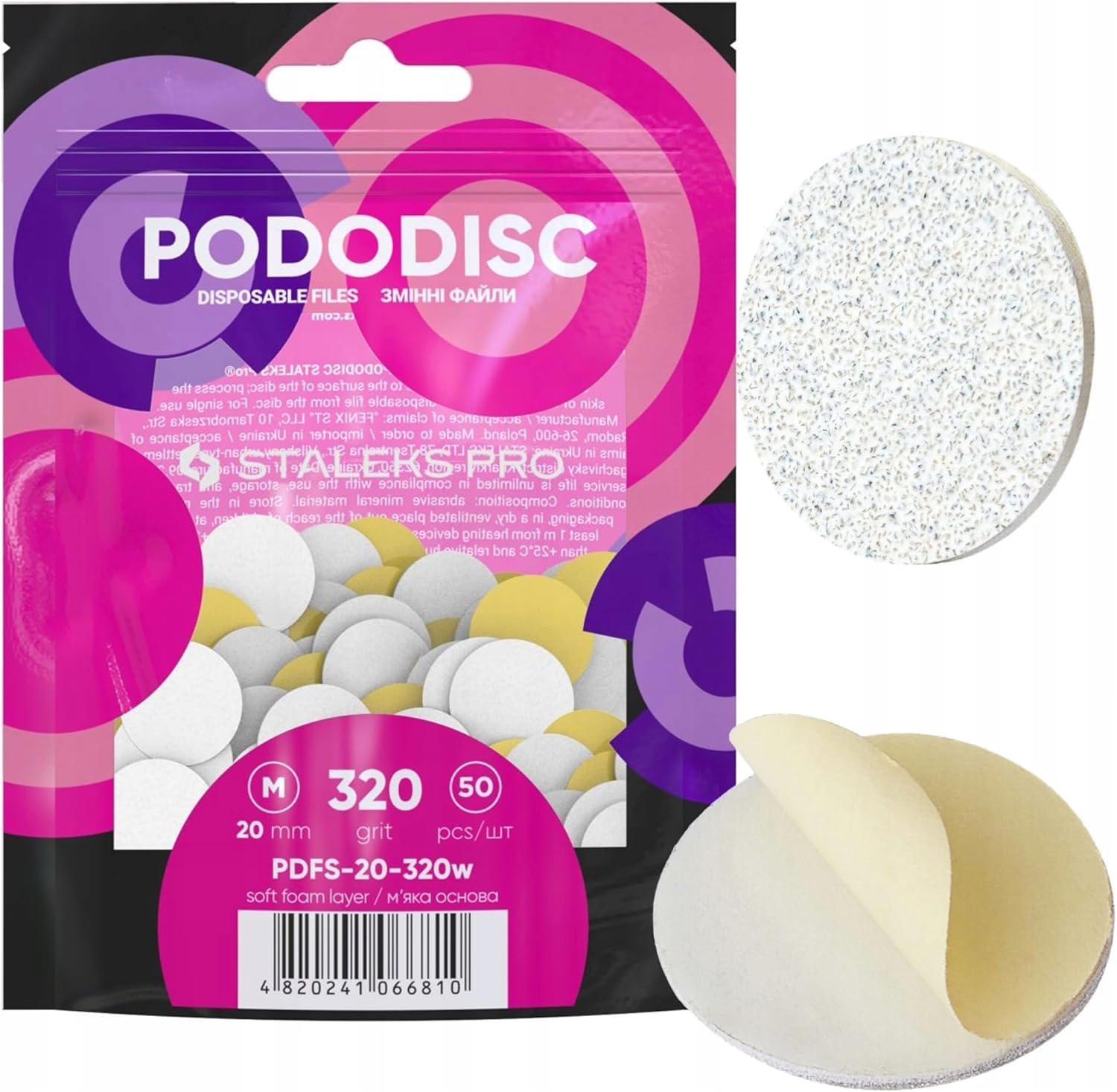 STALEKS PRO Expert Disposable Abrasives for Foot File &ndash; Compatible Only with PODODISC M Expert &ndash; 180 Grit &ndash; Soft Foam Layer Abrasive Files for Primary & Moderately Roughened Skin Processing image number 4