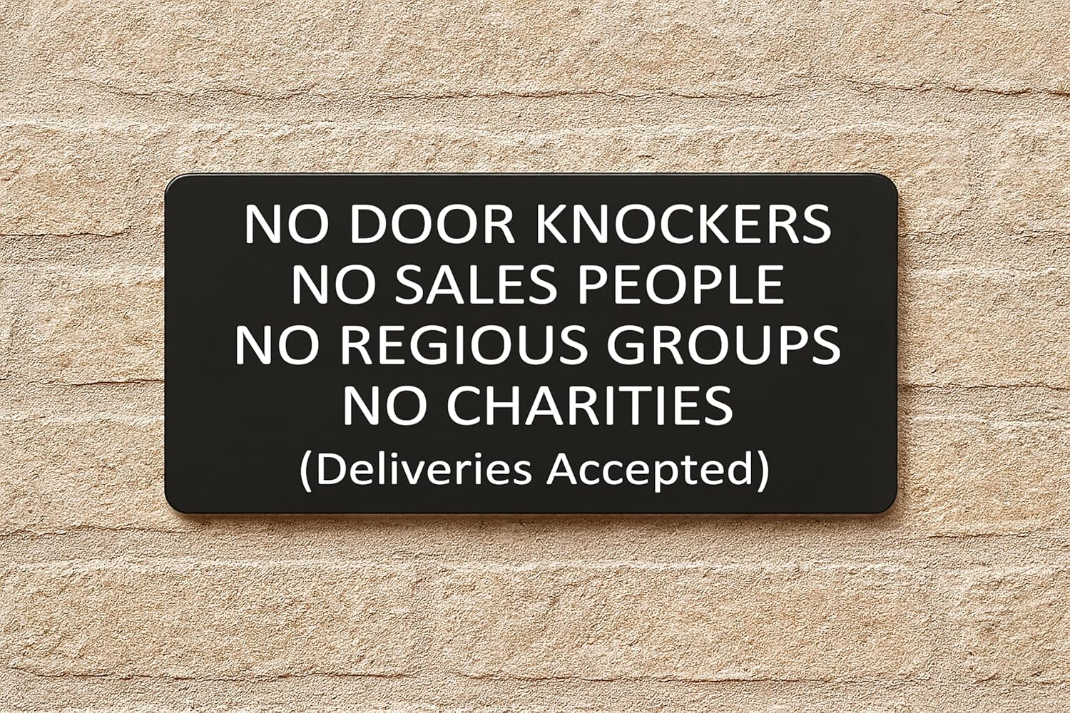 No Door Knockers Plaque,No Religious Groups, No Sales People Sign (Style1 (Black Text), with Self-Adhesive at Back) - Style1 (Black Text) image number 4