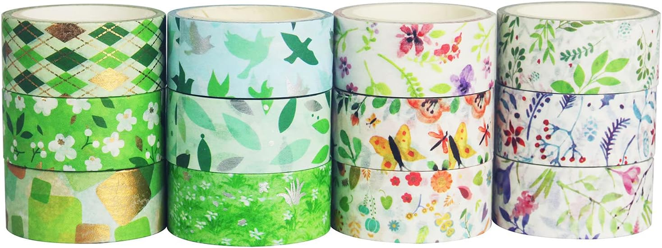 YUBX Gold Washi Tape Set VSCO Silver Decorative Tape for DIY Crafts, Bullet Journals, Planners, Scrapbooking, Wrapping 15Mm Wide (Spring 8) - Spring 8 image number 4