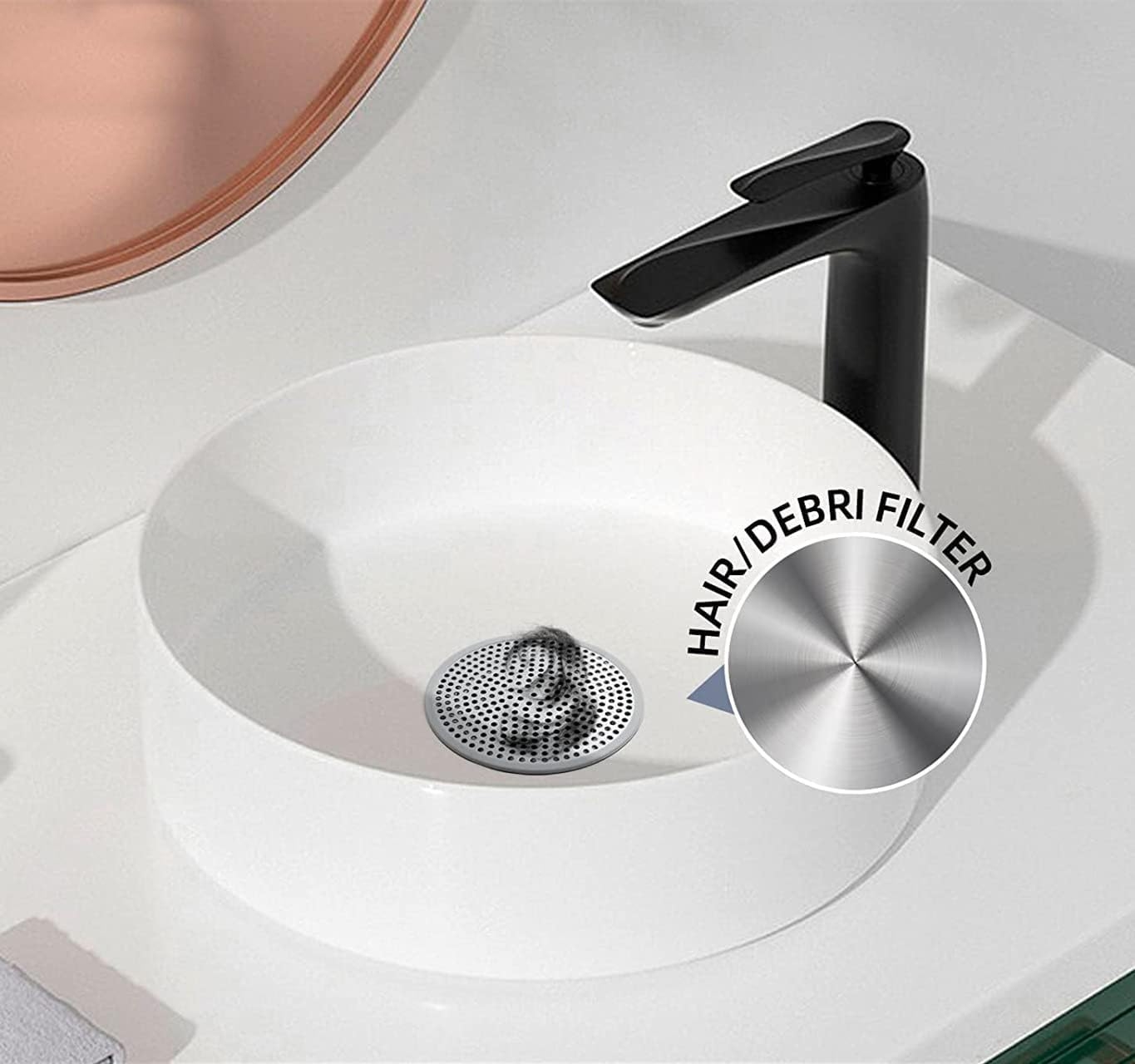 2 Pack Shower Drain Hair Catcher, Bathroom Drain Cover, Tub Drain Protector, Drain Strainer, Stainless Steel and Silicone