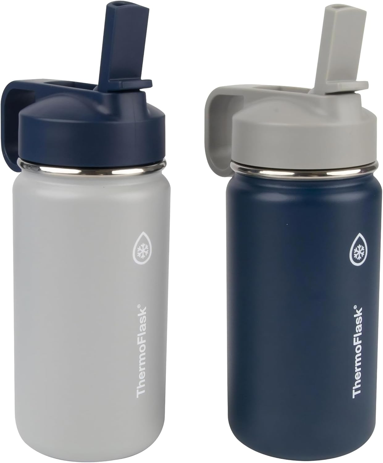 Thermoflask Stainless Steel Kids 14Oz Straw Bottle 2Pk Harborgrey,Denim