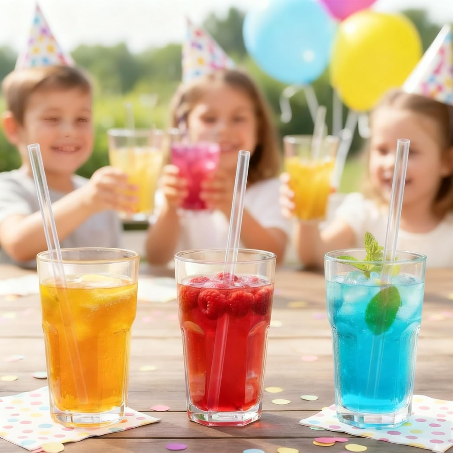 Drinking Straws 200 PCS 26Cm Reusable Colourful - Suitable for Juice, Tea, Coffee, Milk, Parties, Daily Use (Transparent) image number 6