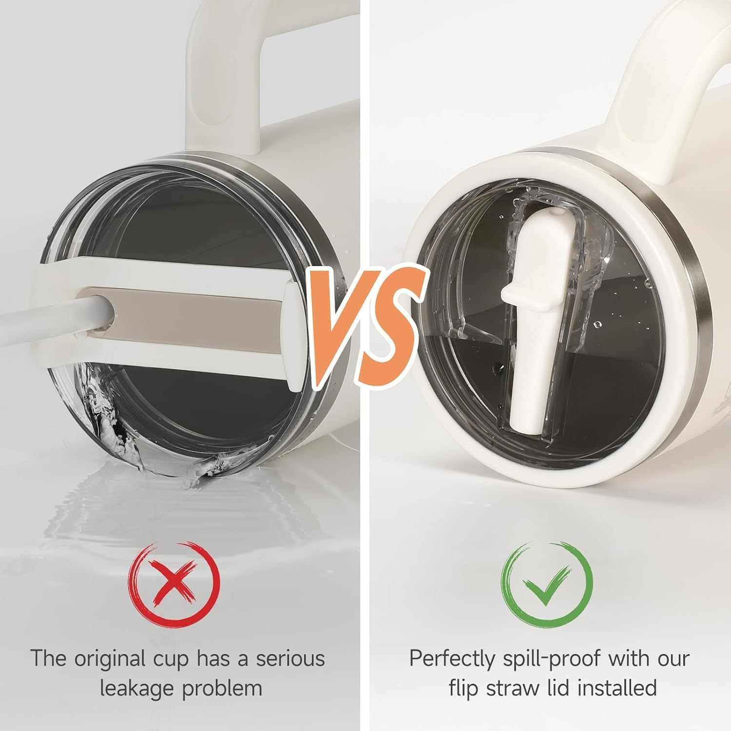 40Oz Flip Straw Leak Proof Lid for Stanley H2.0 Quencher, 2 Pack Tumbler Lid Replacement, 40Oz for Stanley Cup, Protour Accessories, Spill Proof Straw Cover image number 6