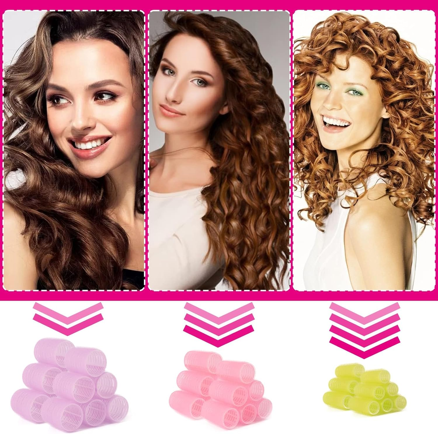 Hair Rollers, Velcro Rollers for Hair, 3 Sizes Hair Curlers Roller with Clips and Steel Needle Comb for Long Hair, Short Hair, Thin Hair, Bangs (25 Pcs) image number 4