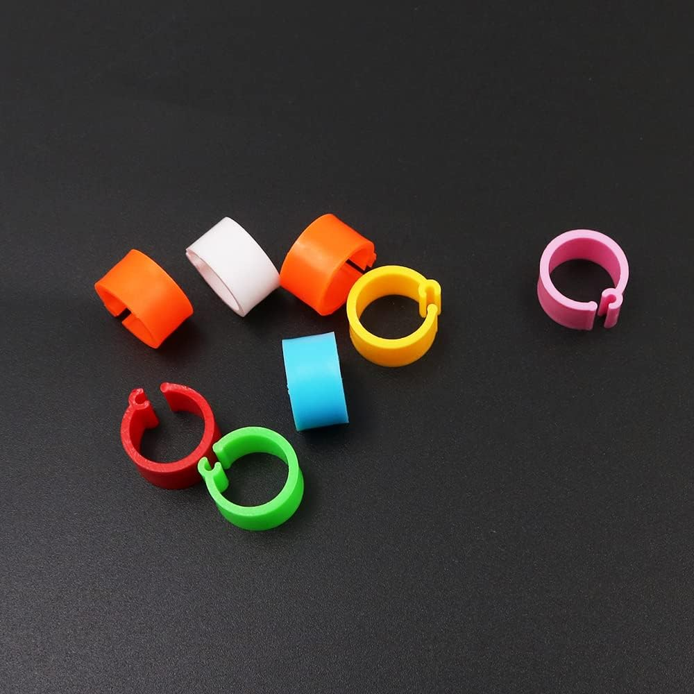 ANCLLO 200 Pcs 8Mm No Numbers Bird Leg Bands Plastic Multicolored Pigeon Foot Rings Clip on Leg Rings for Chick Bantam Finch ​Pigeons Parrots Opening Identify Leg Cuff Rings -10 Colors Mixed image number 6
