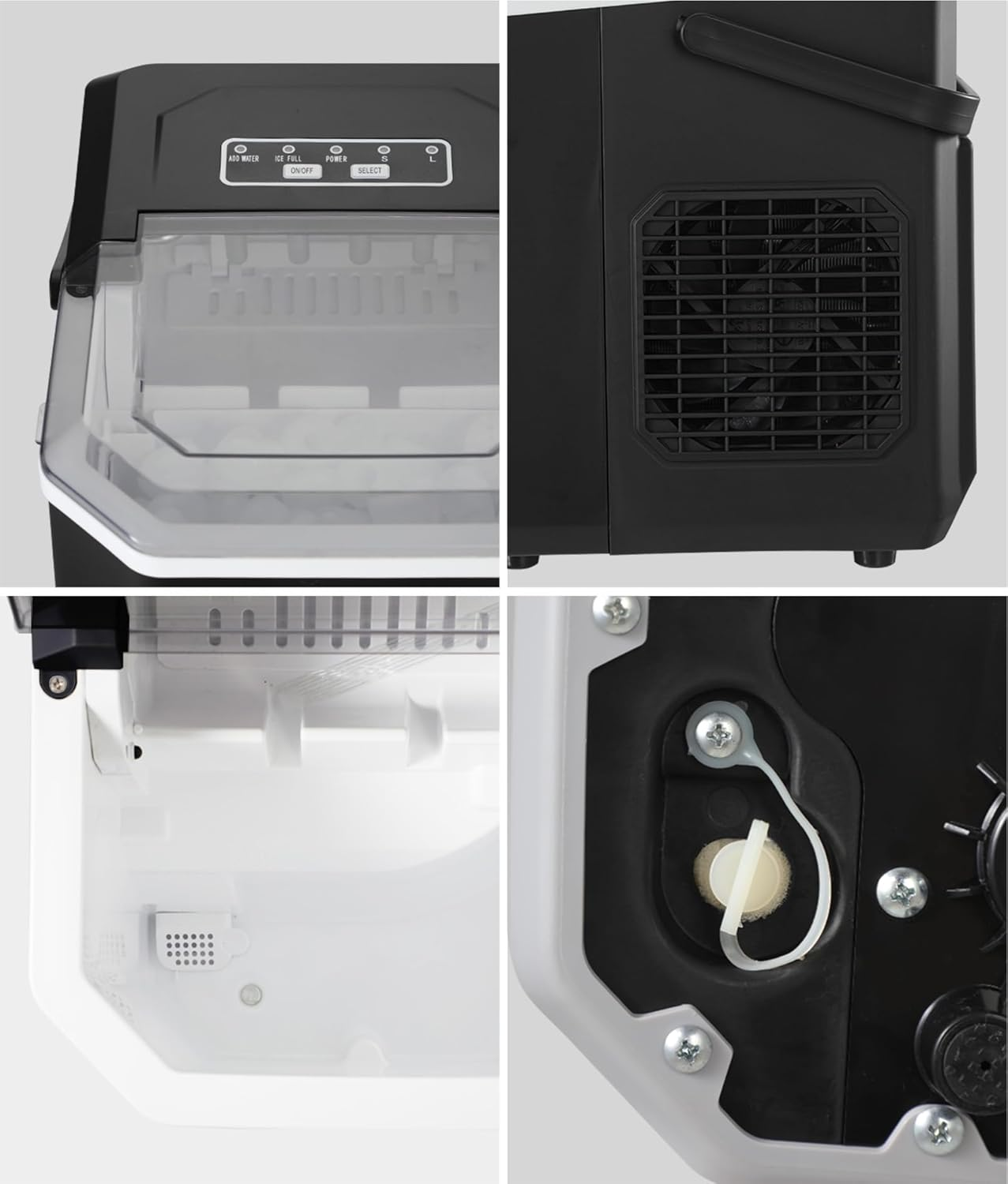 Ice Maker Machine 12Kg Capacity Ice Maker with Handle Protable Ice Cube Maker for Indoor and Ourdoor Black image number 6