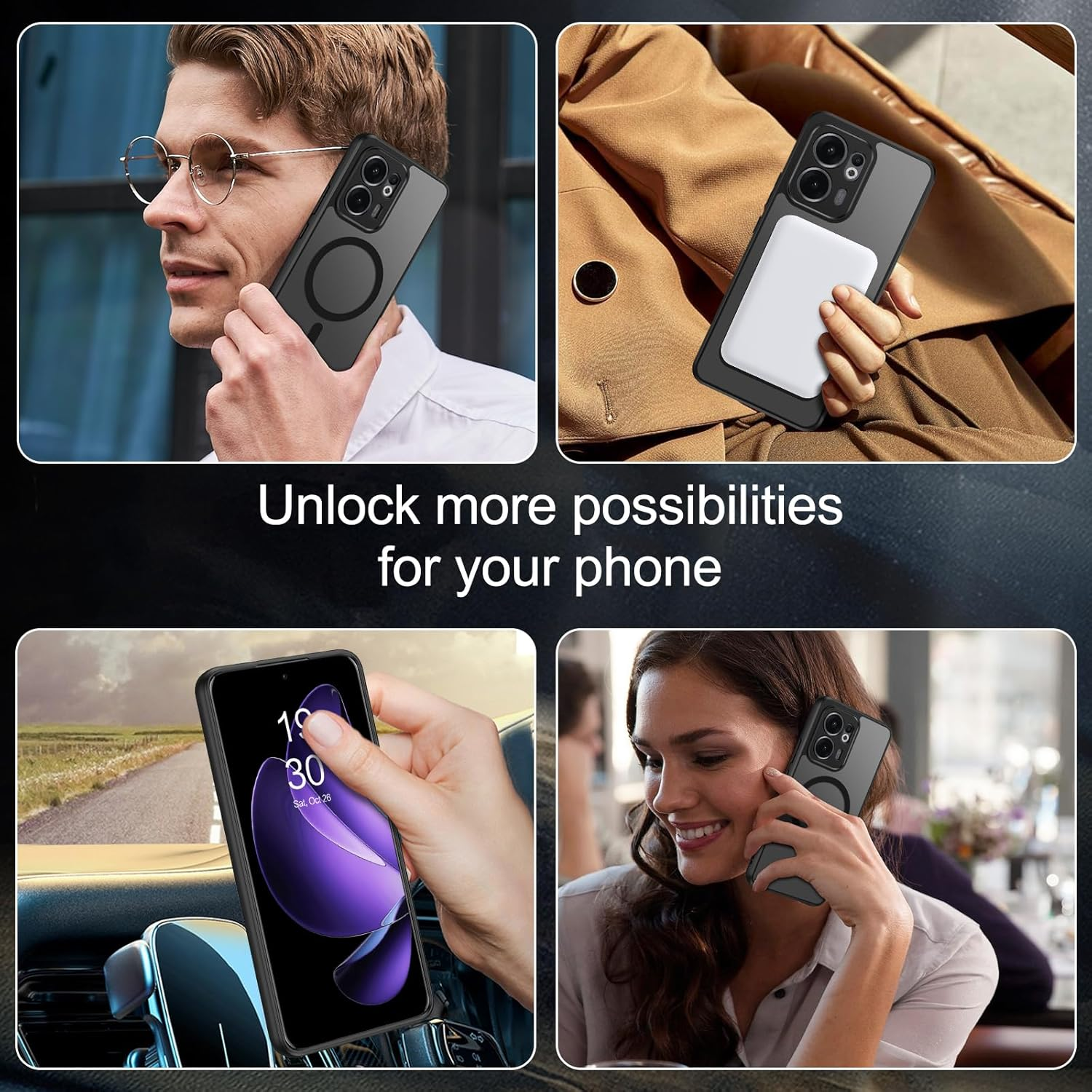 BENTOBEN for OPPO Reno 13 F 4G/5G Case, Magnetic Skin-Friendly Touch Slim Matte Phone Cases Supports Wireless Charging, Frosted Shockproof Full Body Protective Cover for OPPO Reno 13F 6.67 Inch, Black image number 3