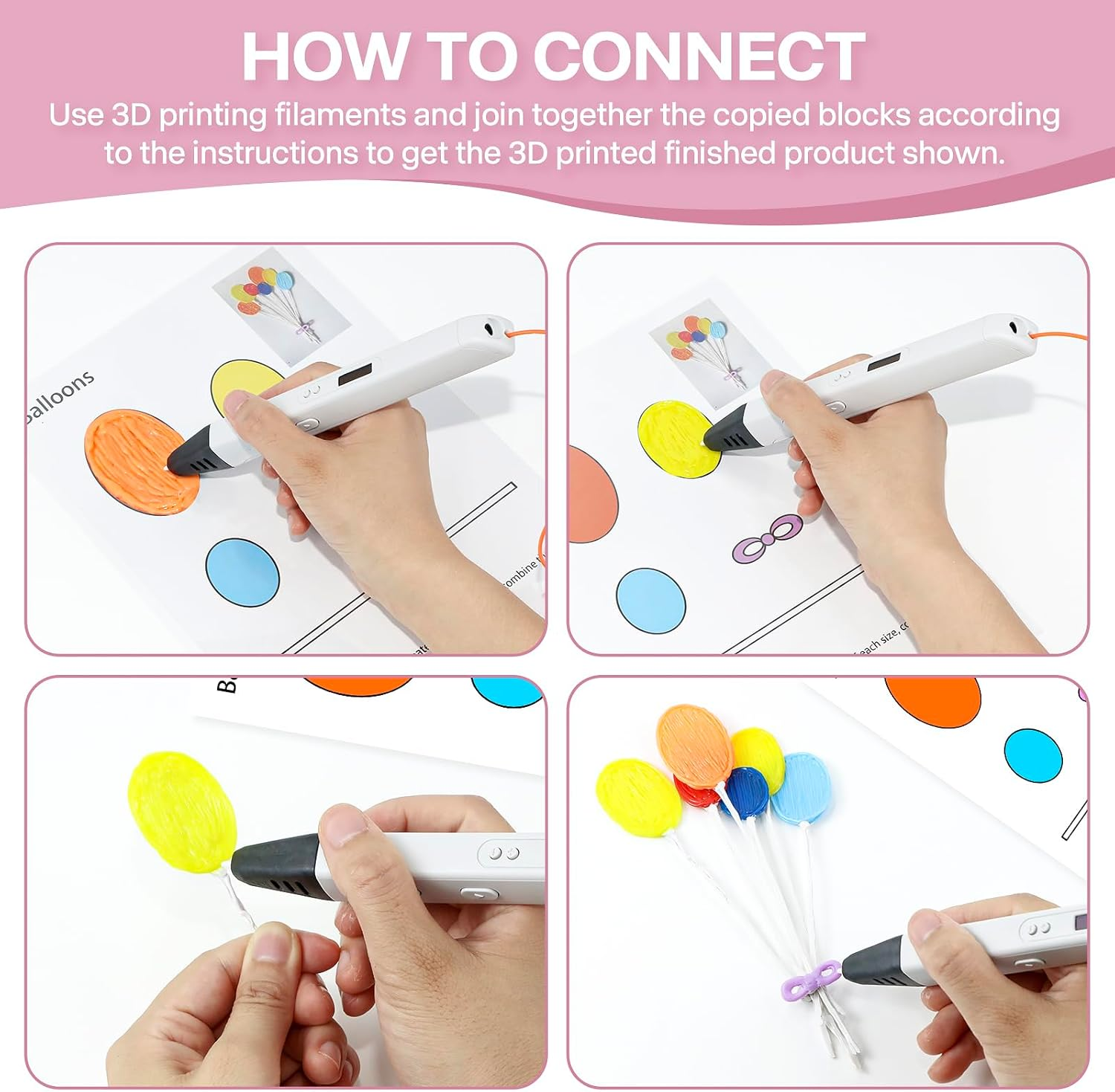 3D Pen Printing Template, 20 Sheets 3D Printer Drawing Graffiti, 3D Painting Paper Stencils with a PVC Transparent Board, for Christmas Birthday DIY Gifts, Vomika image number 5