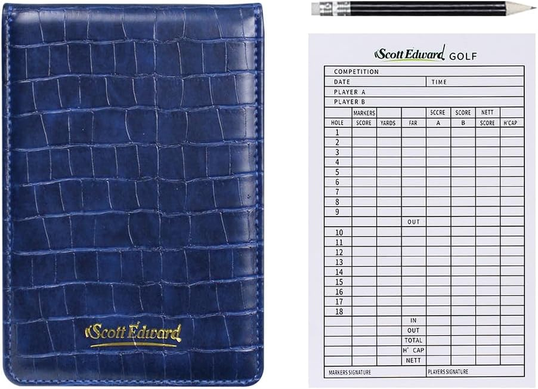 Scott Edward Golf Scorecard Cover Leather Scorecard Holder Statistic and Score Tracking Waterproof Soft Thick Umpire Lineup Card Holder